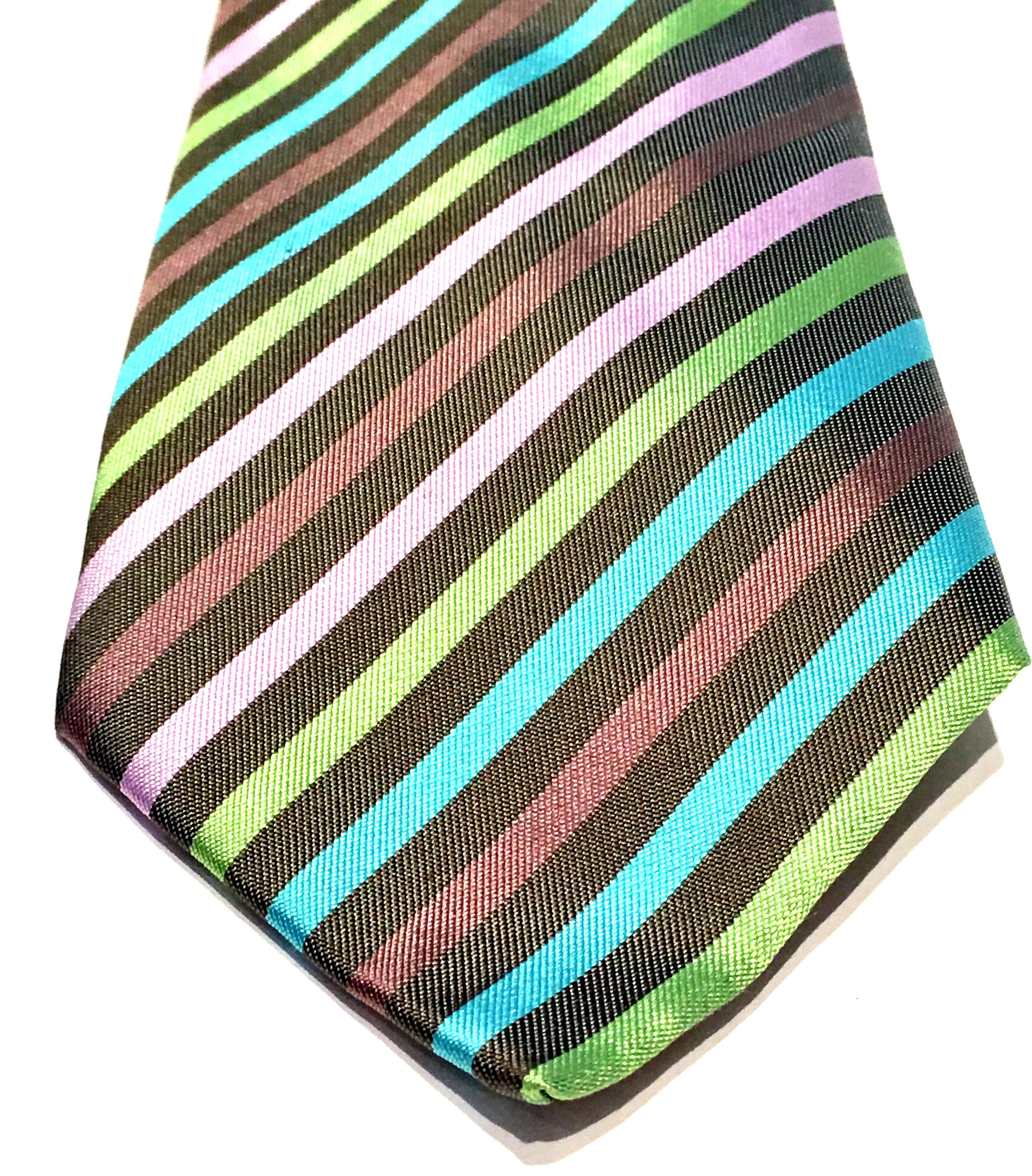 21st Century Hermes Paris Striped Silk Neck Tie 1