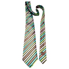 21st Century Hermes Paris Striped Silk Neck Tie