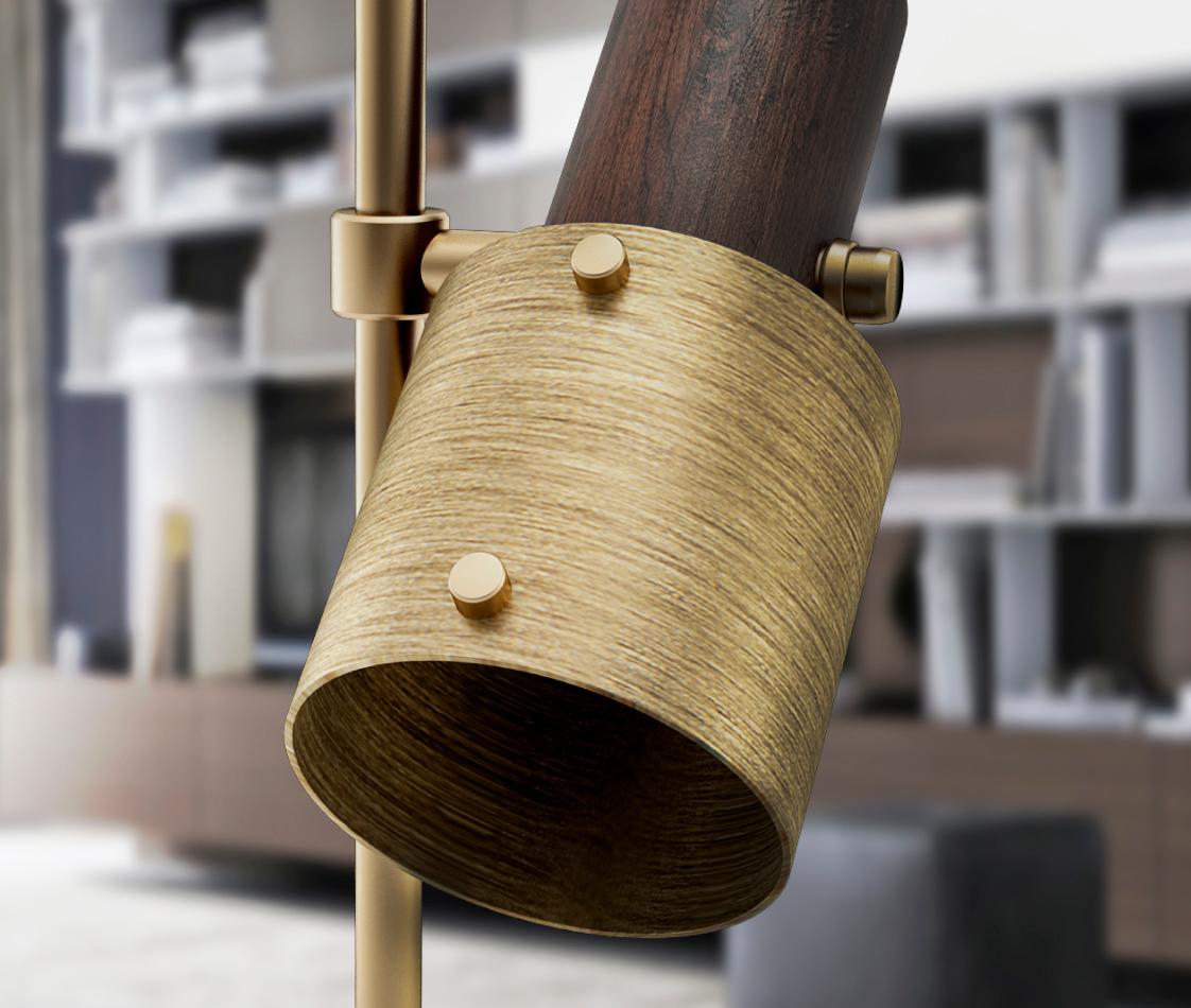 Portuguese 21st Century Herschel Table Lamp Walnut Wood For Sale