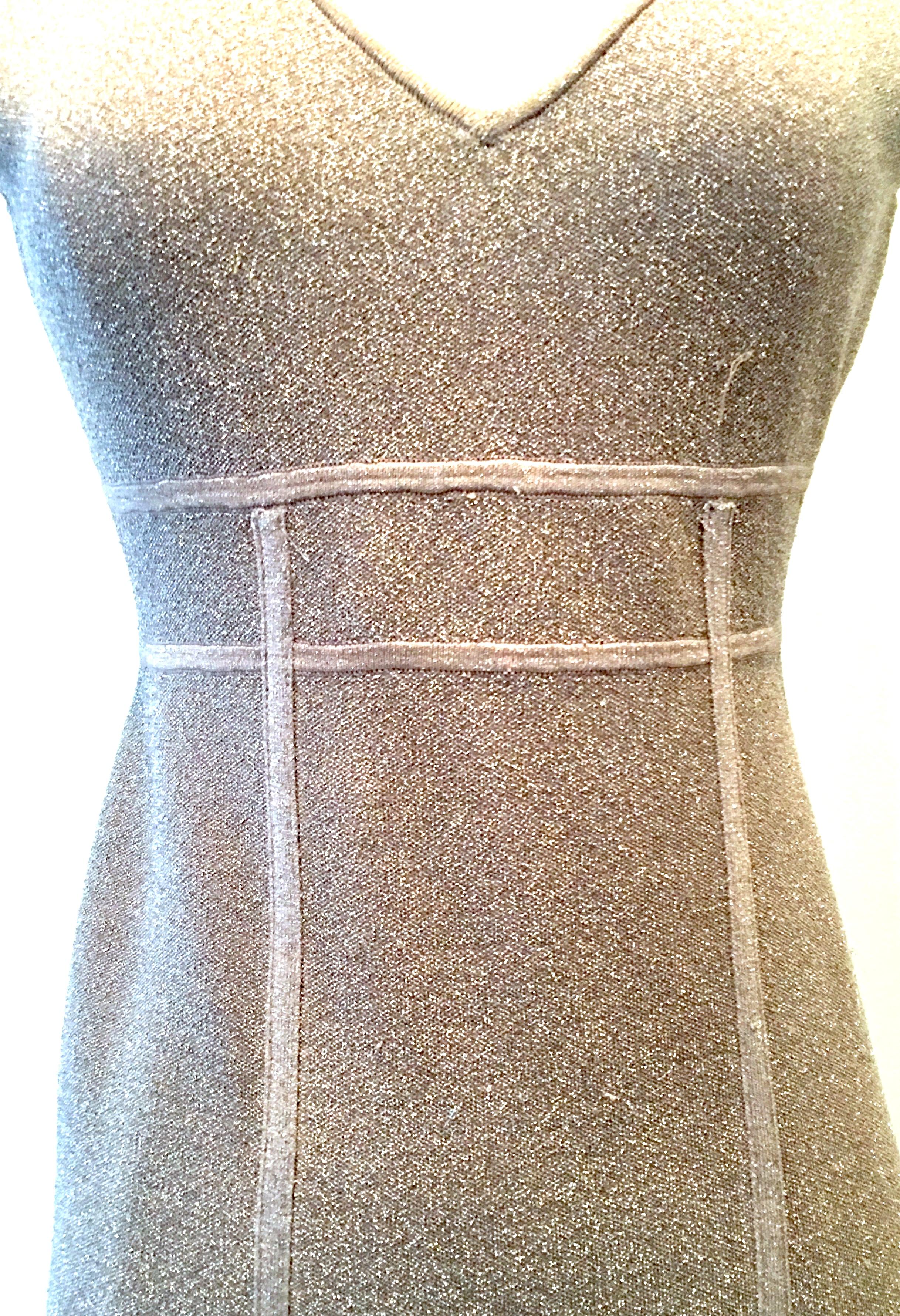 Gray 21st Century Herve Leger Style Metallic Cocktail Dress By Maxazria For BCBG  For Sale