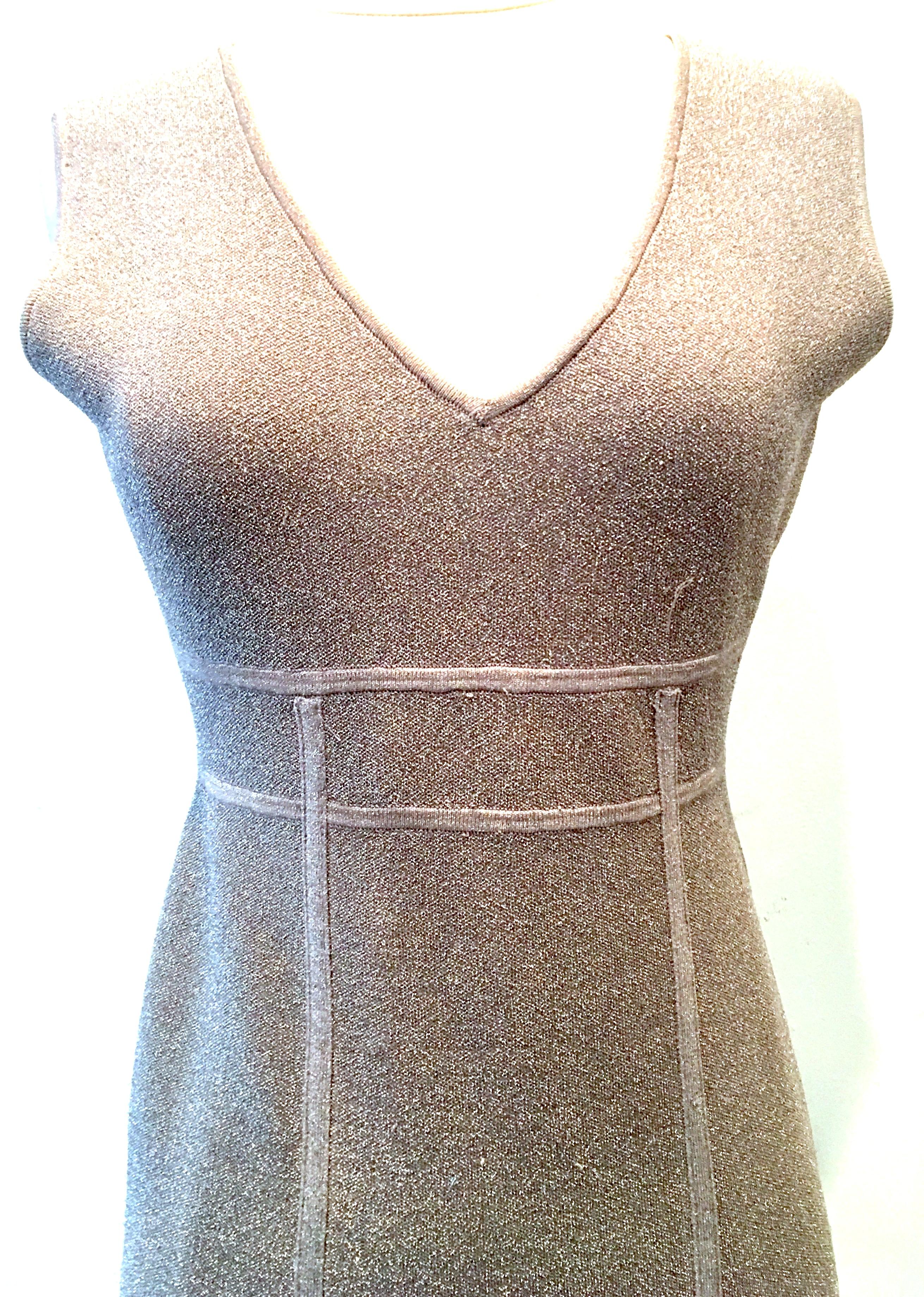 Gray 21st Century Herve Leger Style Metallic Cocktail Dress By Maxazria For BCBG  For Sale