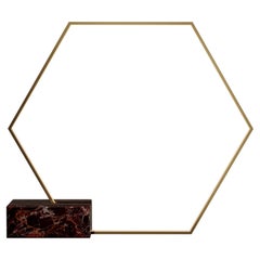 21st Century Hexagon Floor Lamp Brass Marble