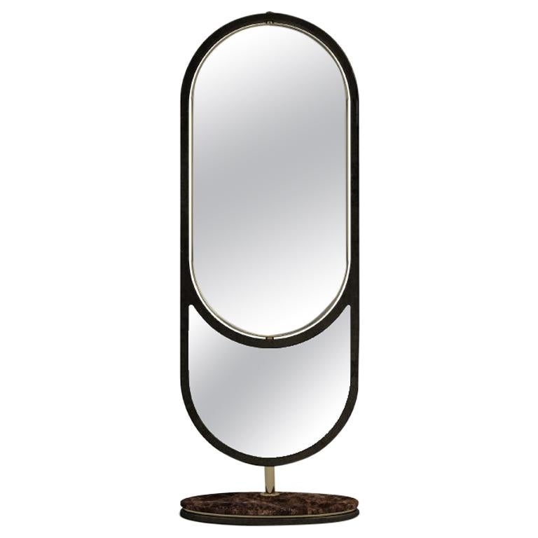 21st Century Hidden Floor Mirror Marble and Brass For Sale at 1stDibs