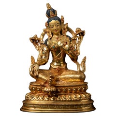 21st century High quality bronze Nepali Green Tara from Nepal