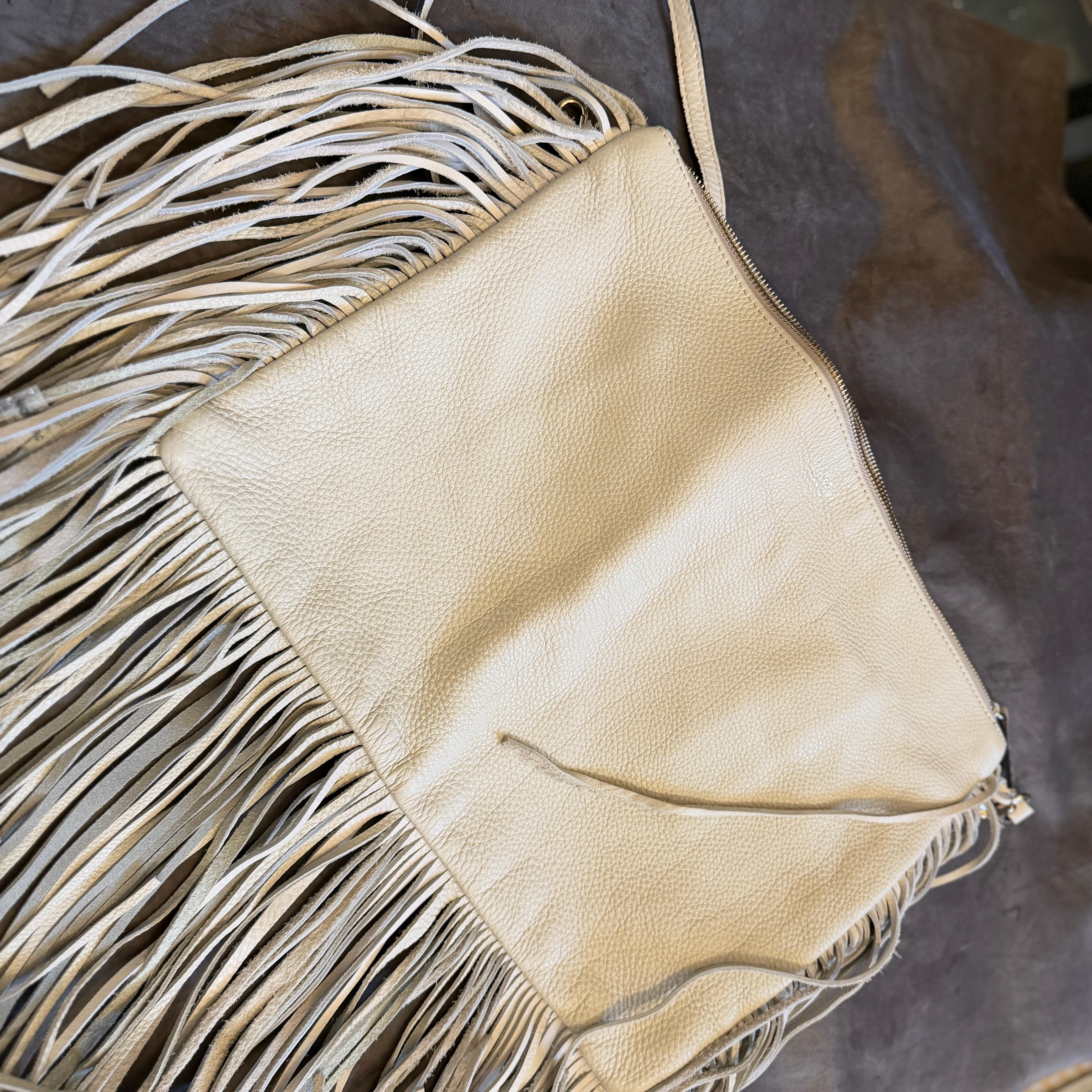 21st Century High Quality Cream Leather Italian Shoulder Bag by Avenue 67 For Sale 7