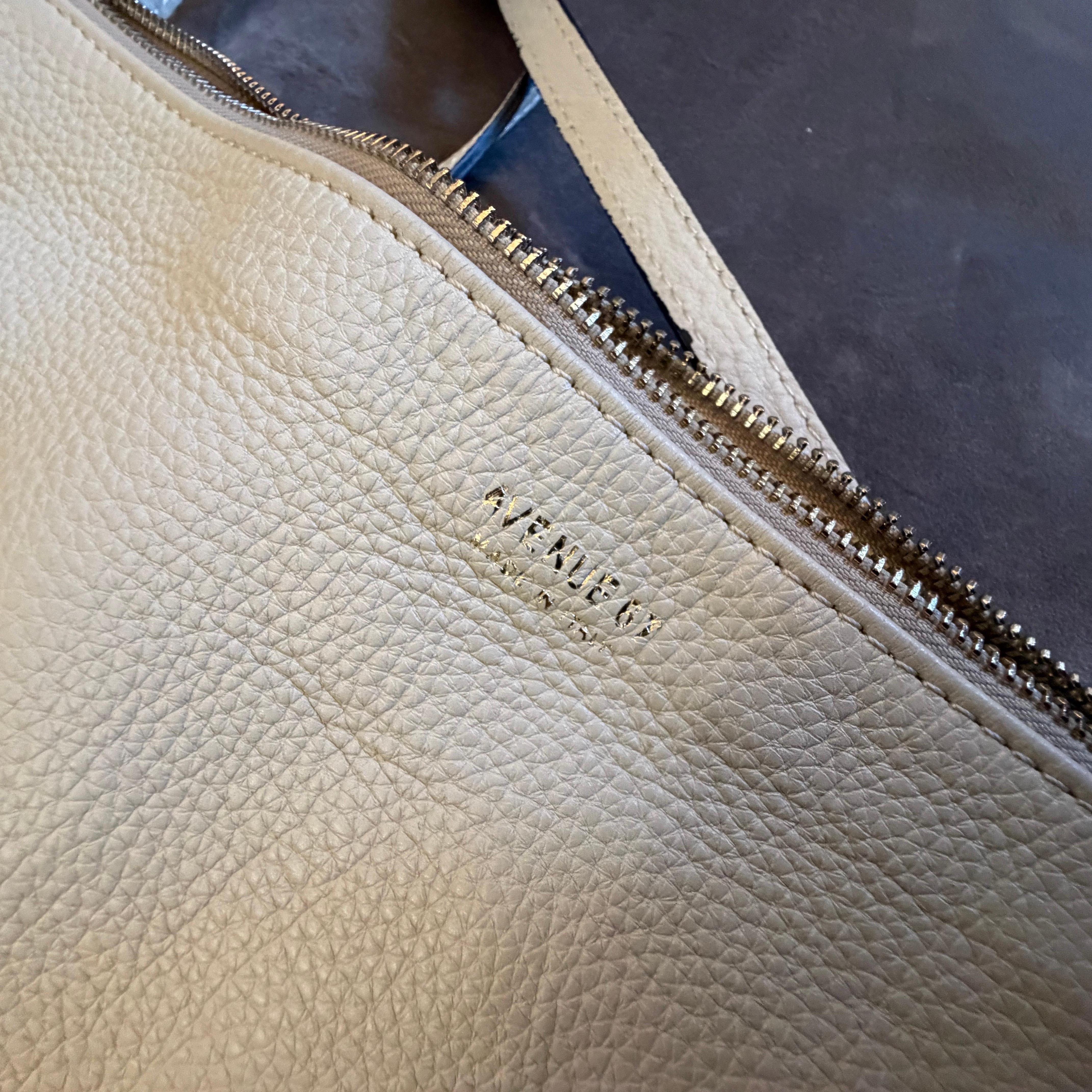 Beige 21st Century High Quality Cream Leather Italian Shoulder Bag by Avenue 67 For Sale