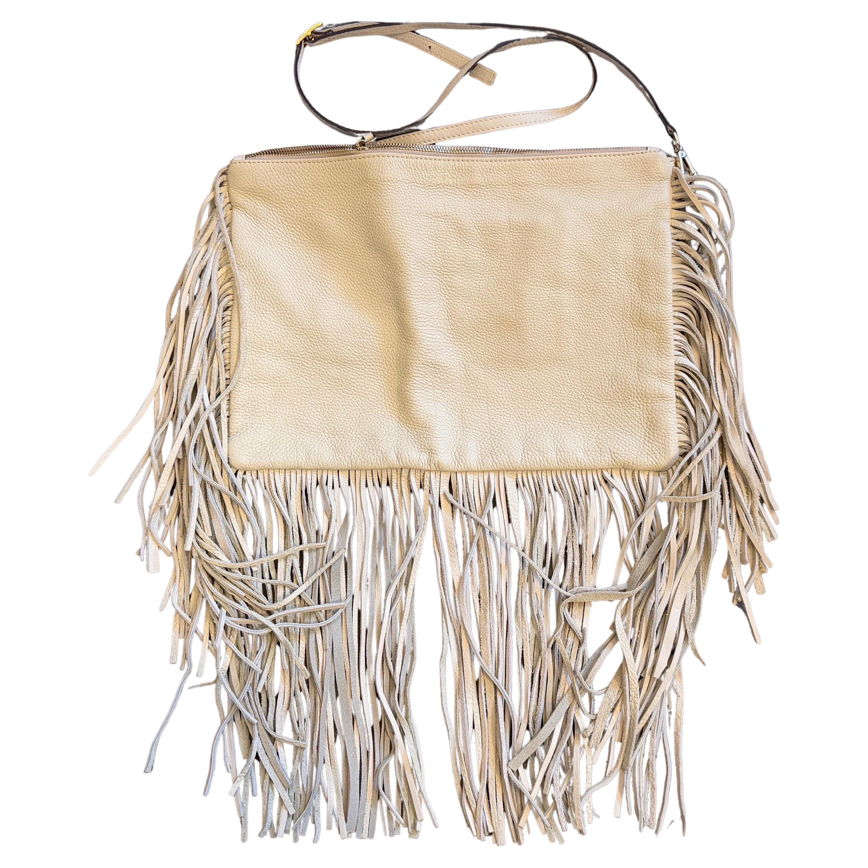 21st Century High Quality Cream Leather Italian Shoulder Bag by Avenue 67