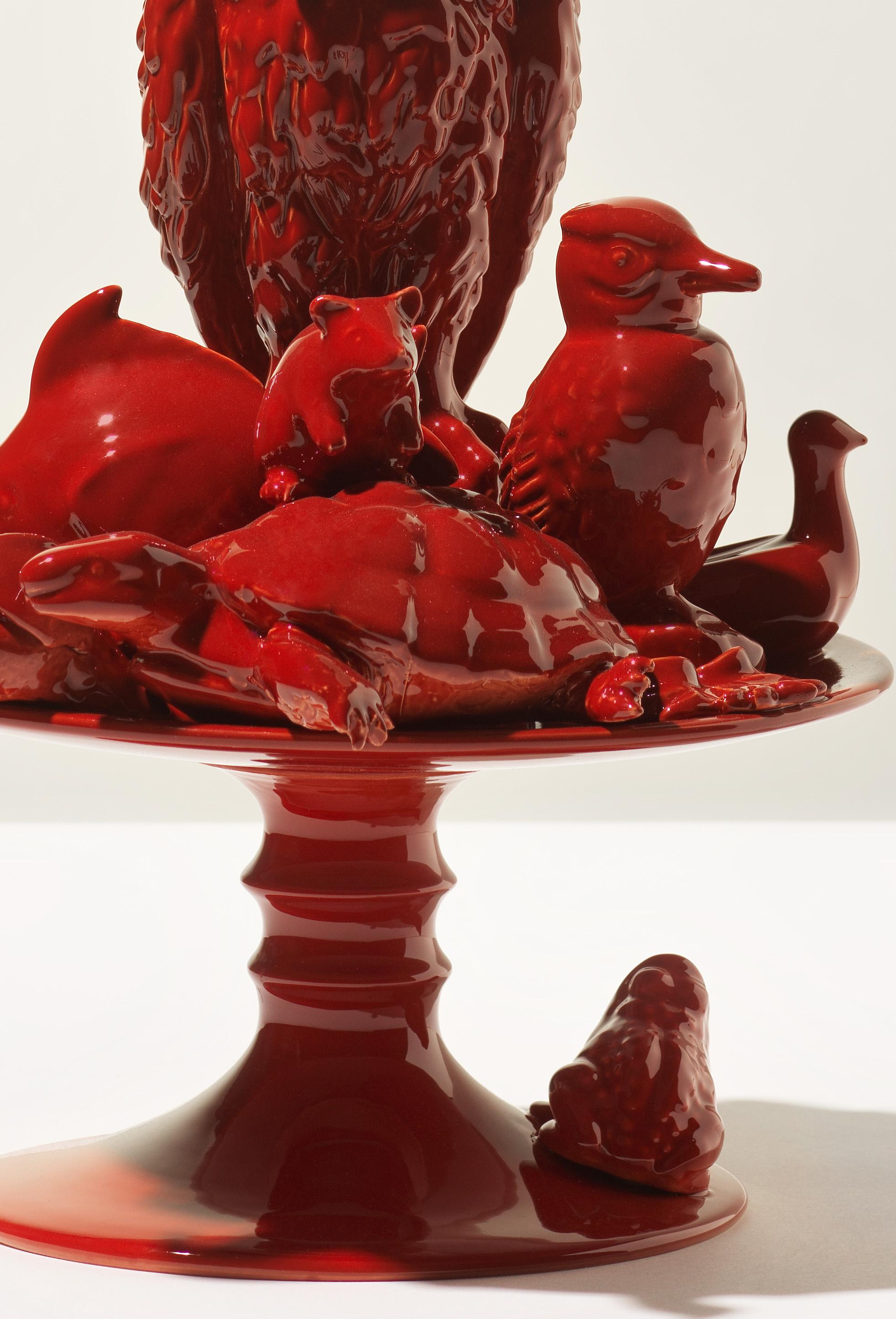 Modern 21st Century High Red Sculpture Ceramica Gatti, designer A. Anastasio
