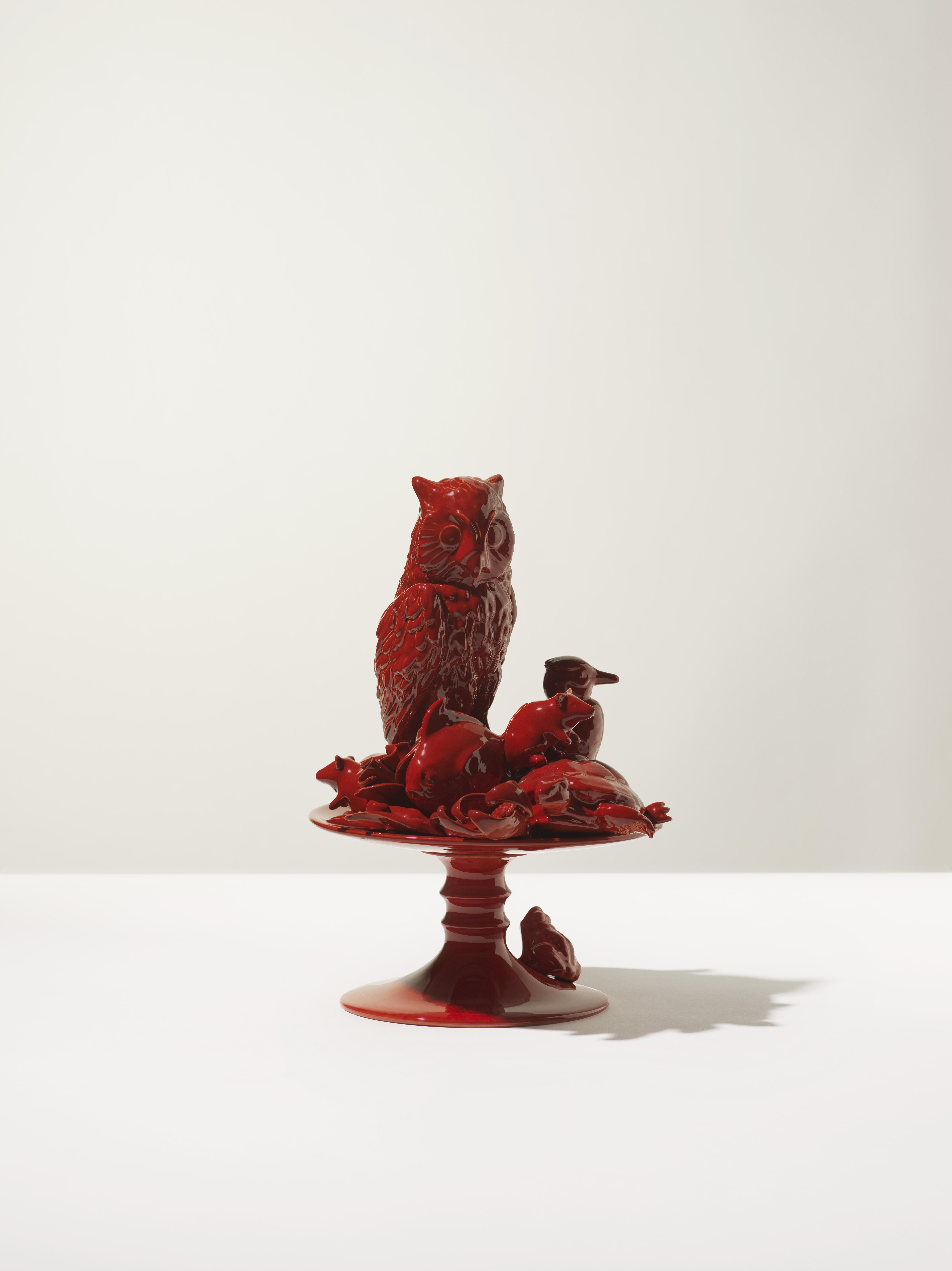 Enameled 21st Century High Red Sculpture Ceramica Gatti, designer A. Anastasio