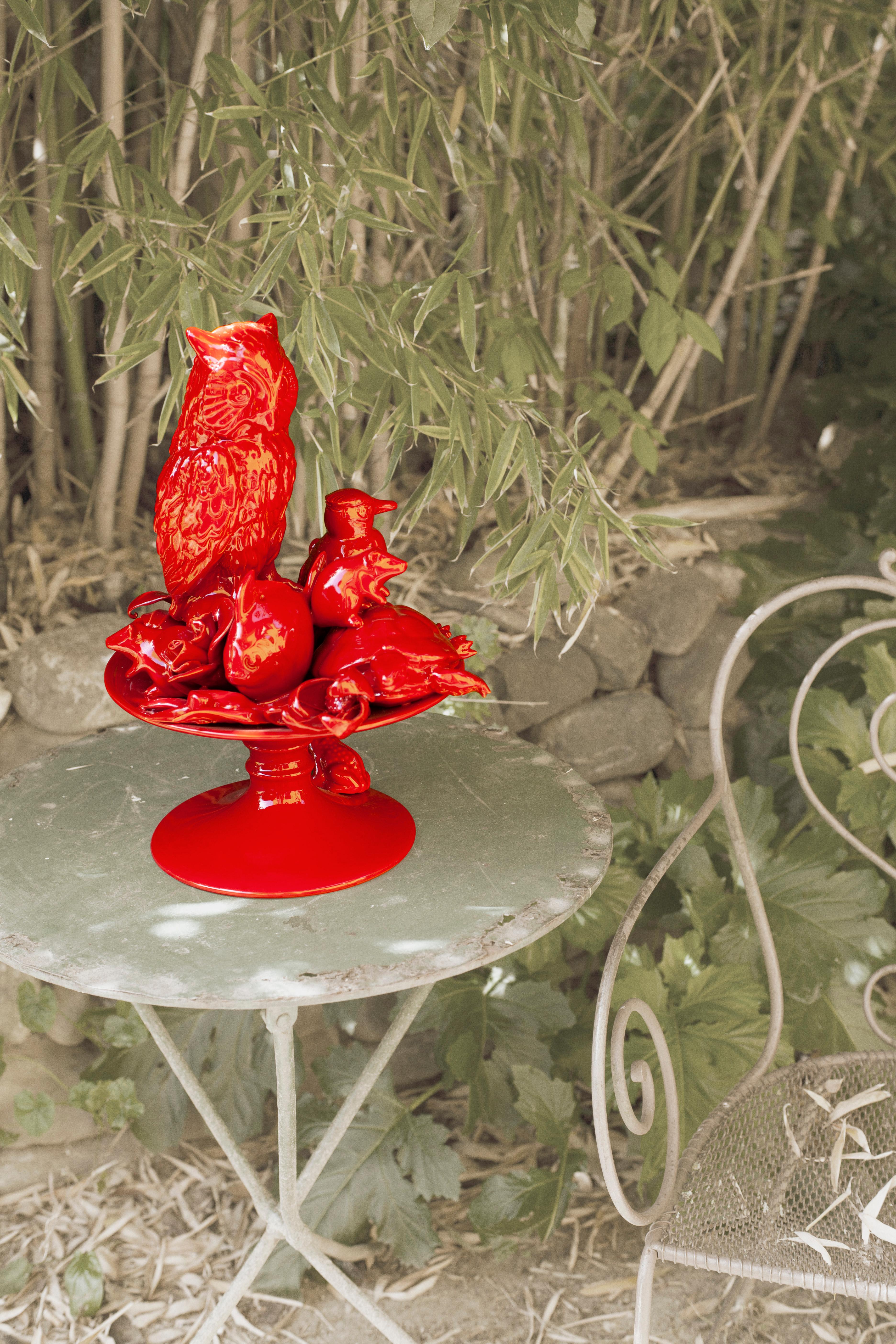 Contemporary 21st Century High Red Sculpture Ceramica Gatti, designer A. Anastasio
