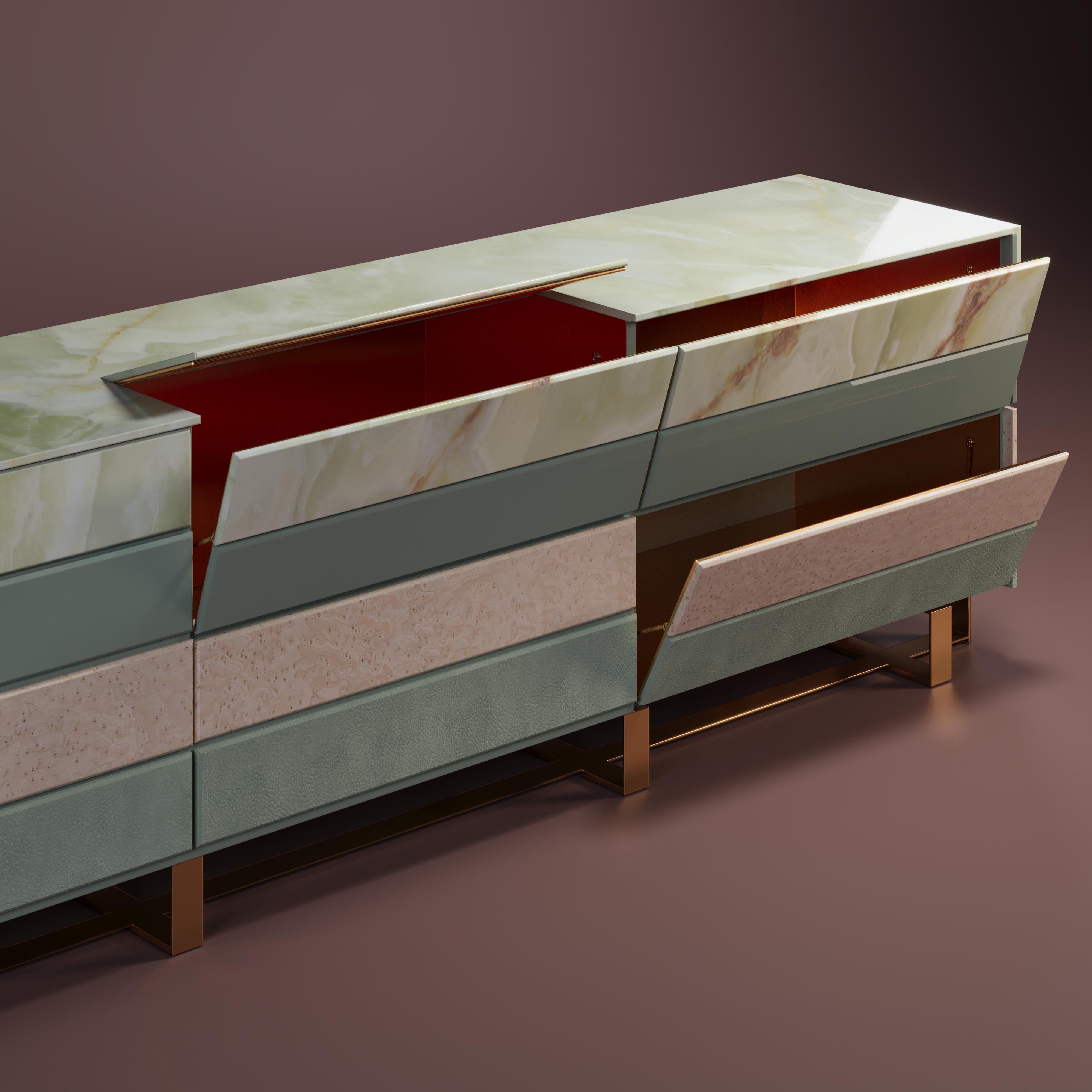 Credenza cava del XXI secolo in legno Greene & Greene Onyx Made in Portugal di Malabar in vendita 3