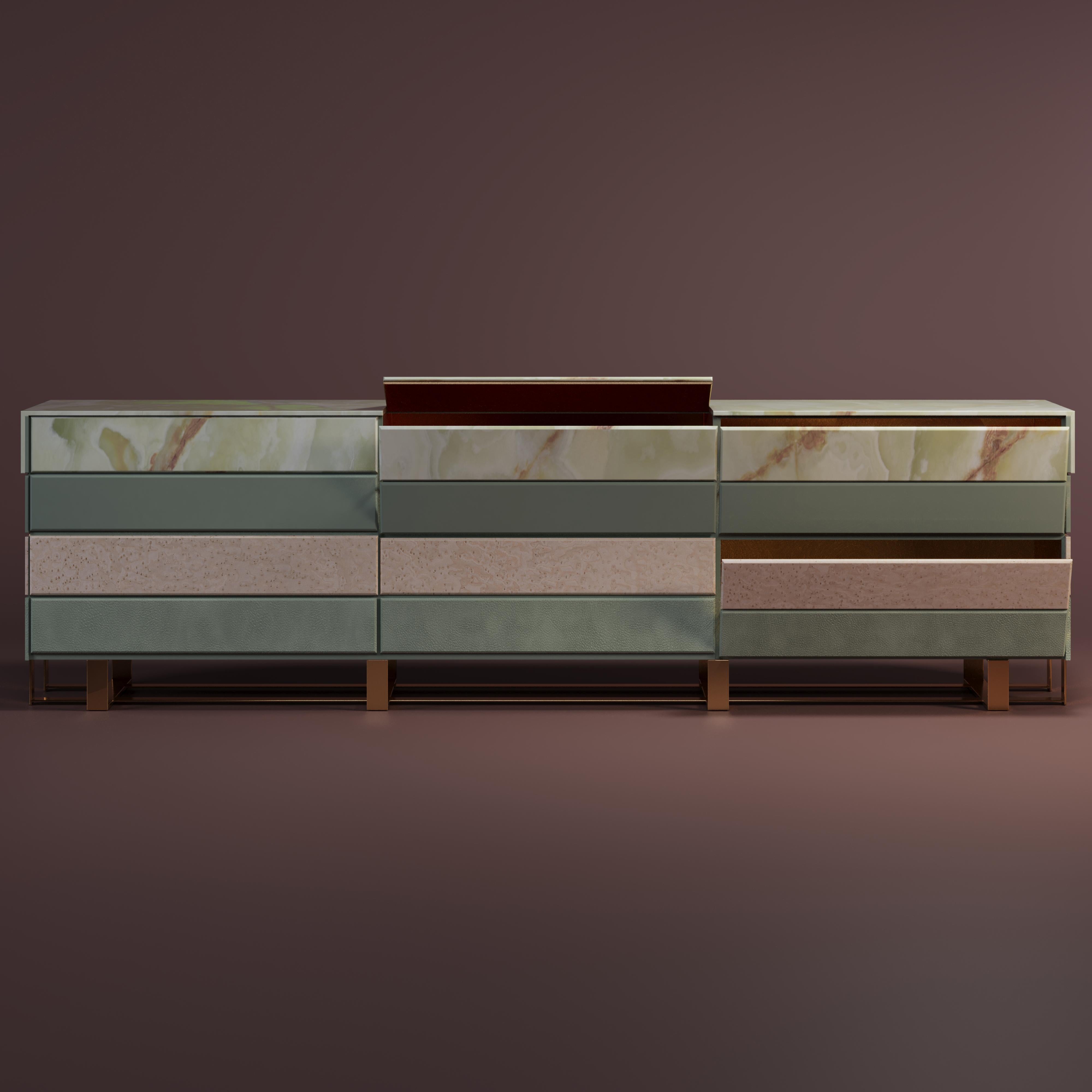 Credenza cava del XXI secolo in legno Greene & Greene Onyx Made in Portugal di Malabar in vendita 2
