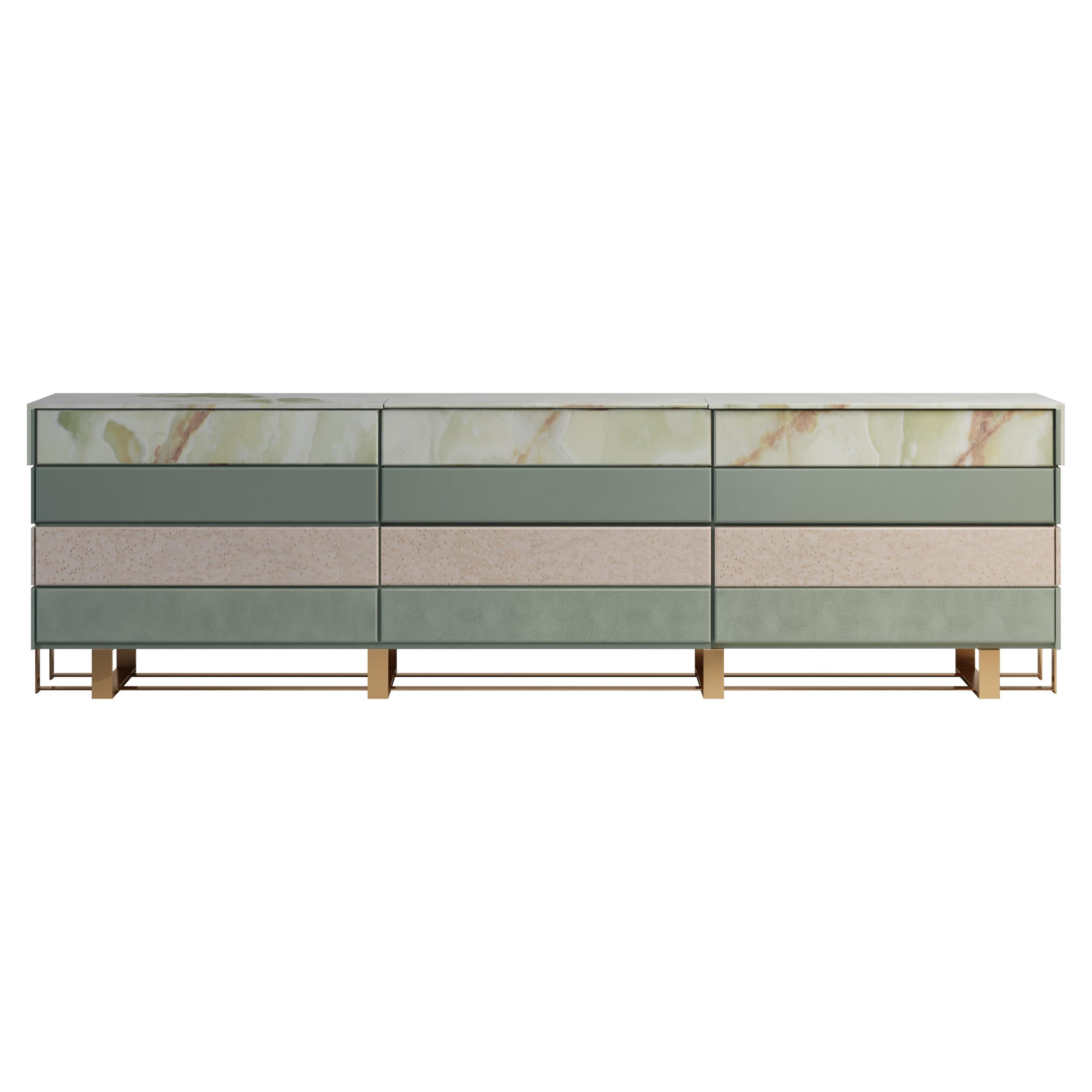 21st Century Hollow Sideboard Wood Green Onyx Made in Portugal by Malabar