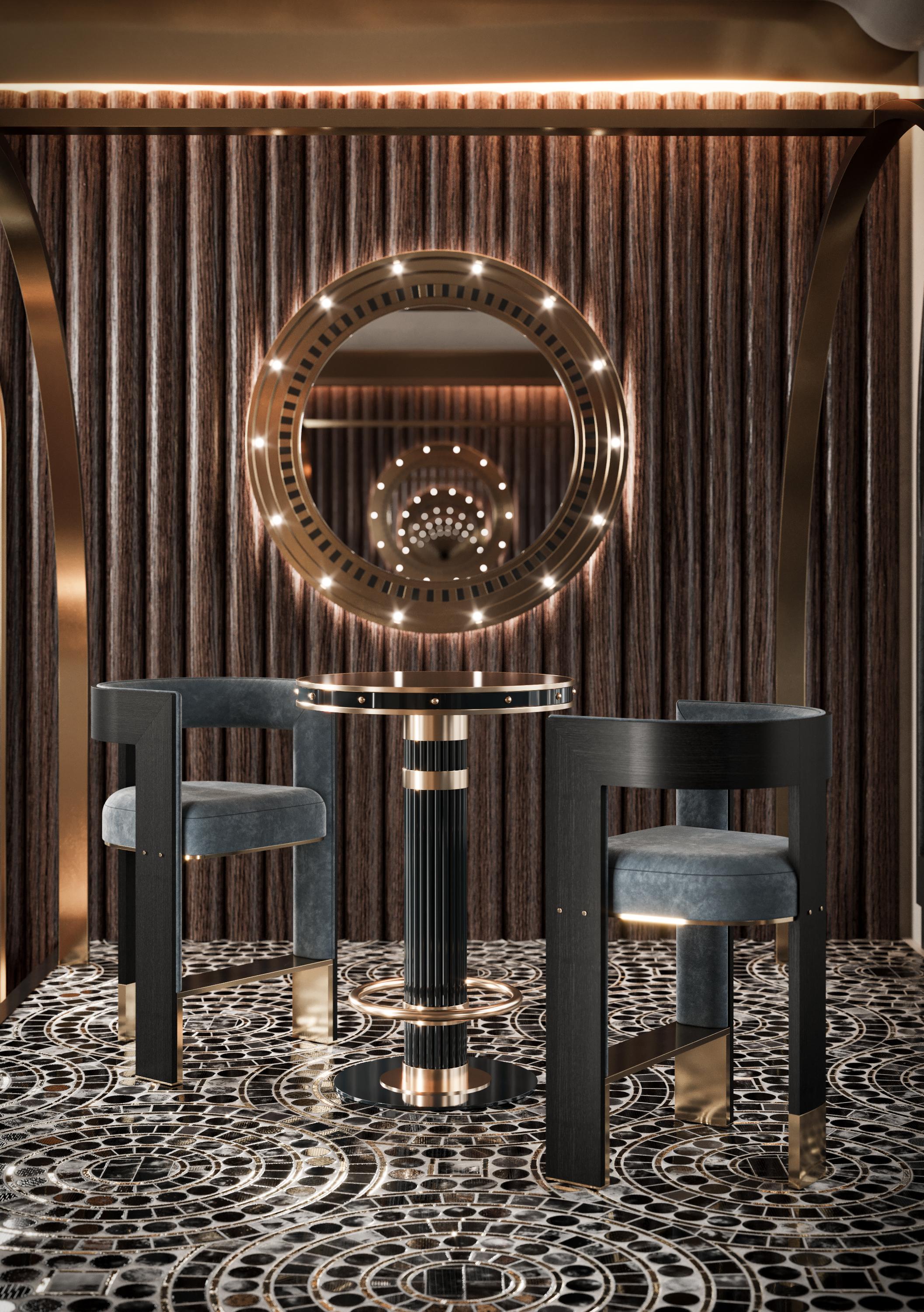 XXIe siècle et contemporain Miroir Hollywood du 21e siècle en bois revêtu par Porus Studio en vente