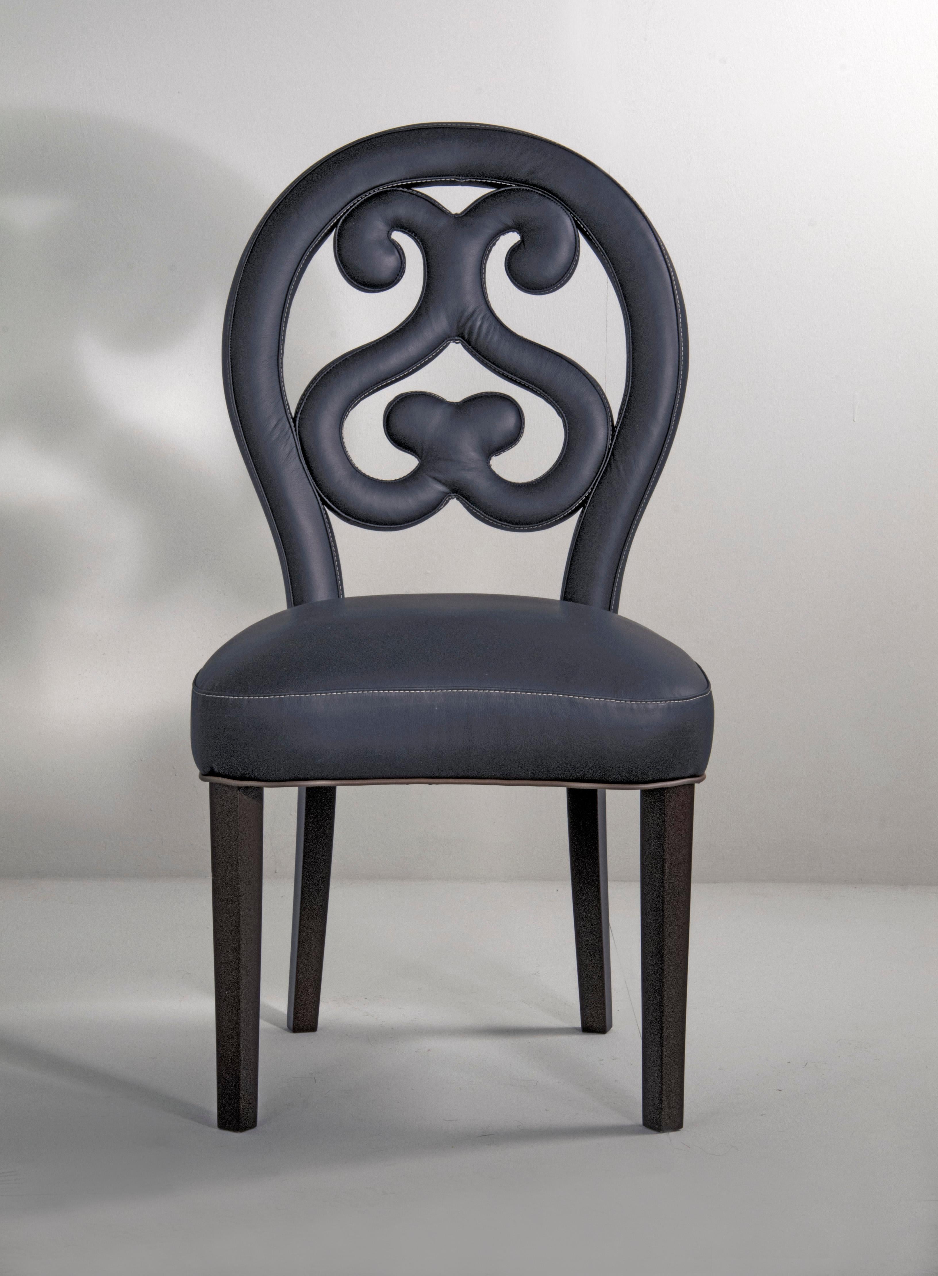 Modern 21st Century Home Collection Black Leather Chair by Patrizia Garganti For Sale