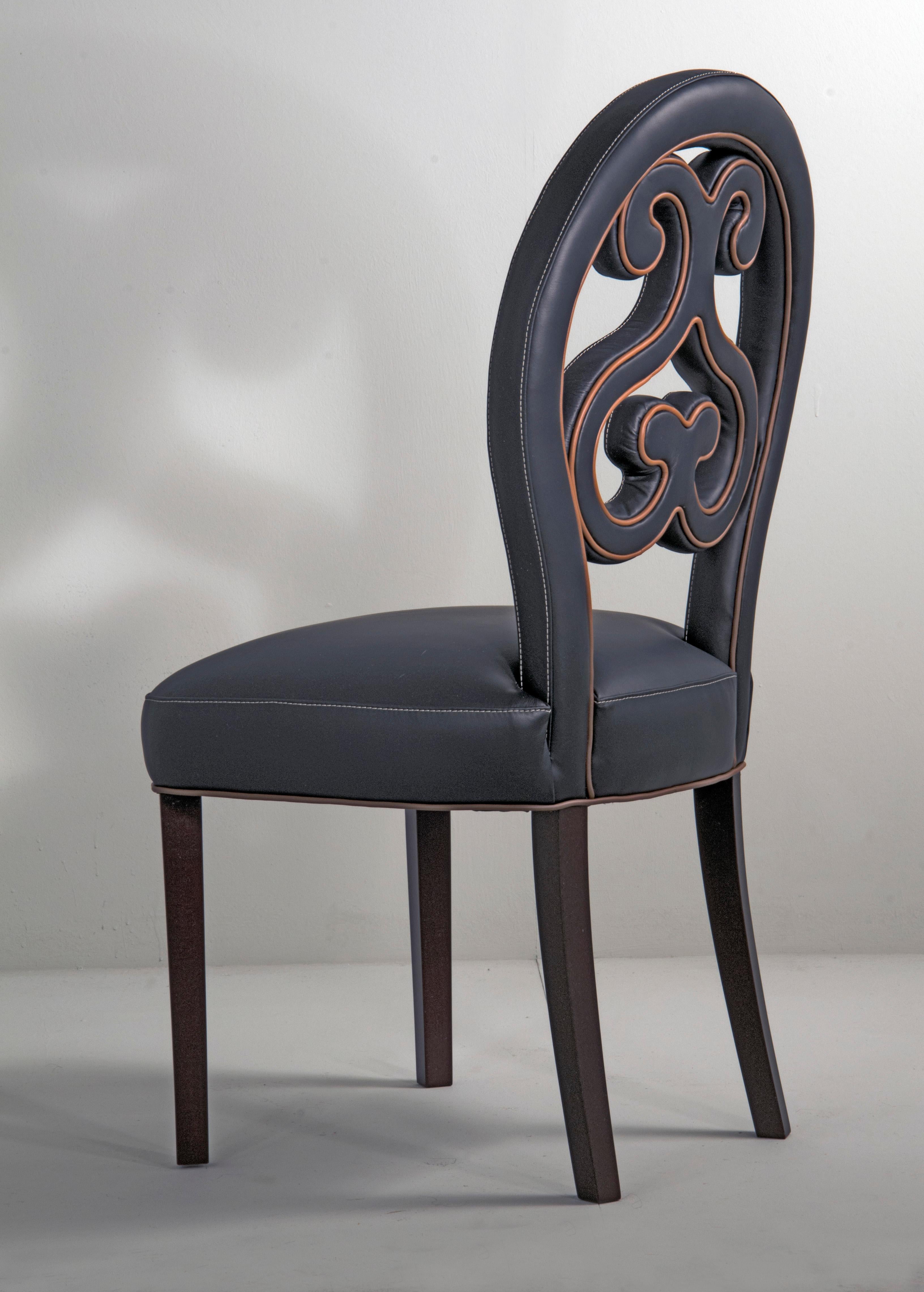Italian 21st Century Home Collection Black Leather Chair by Patrizia Garganti For Sale