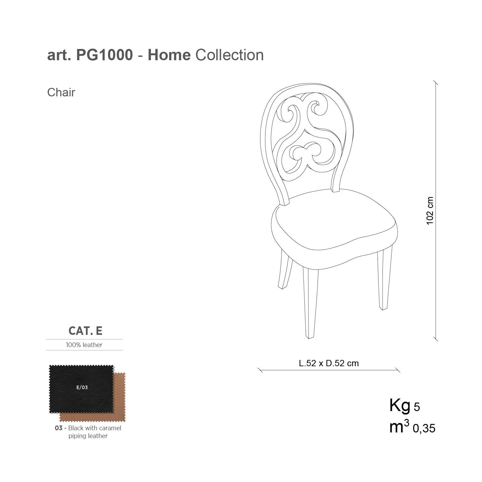Contemporary 21st Century Home Collection Black Leather Chair by Patrizia Garganti For Sale