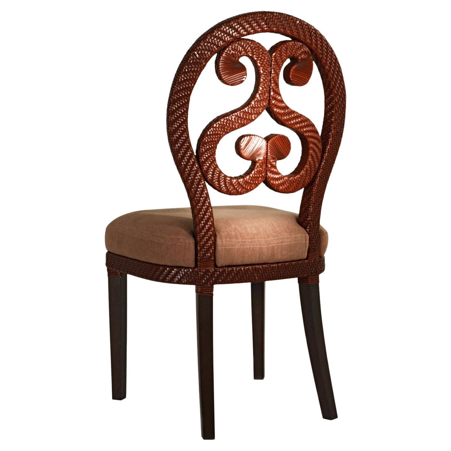 21st Century Home collection Chaise en cuir tressé marron par Patrizia Garganti