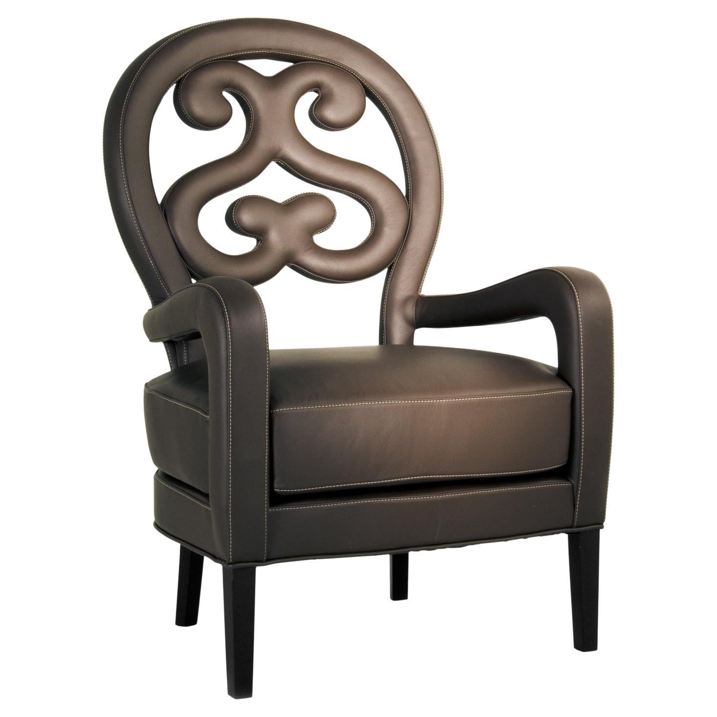 21st Century Home Collection Brown Leather Armchair by Patrizia Garganti