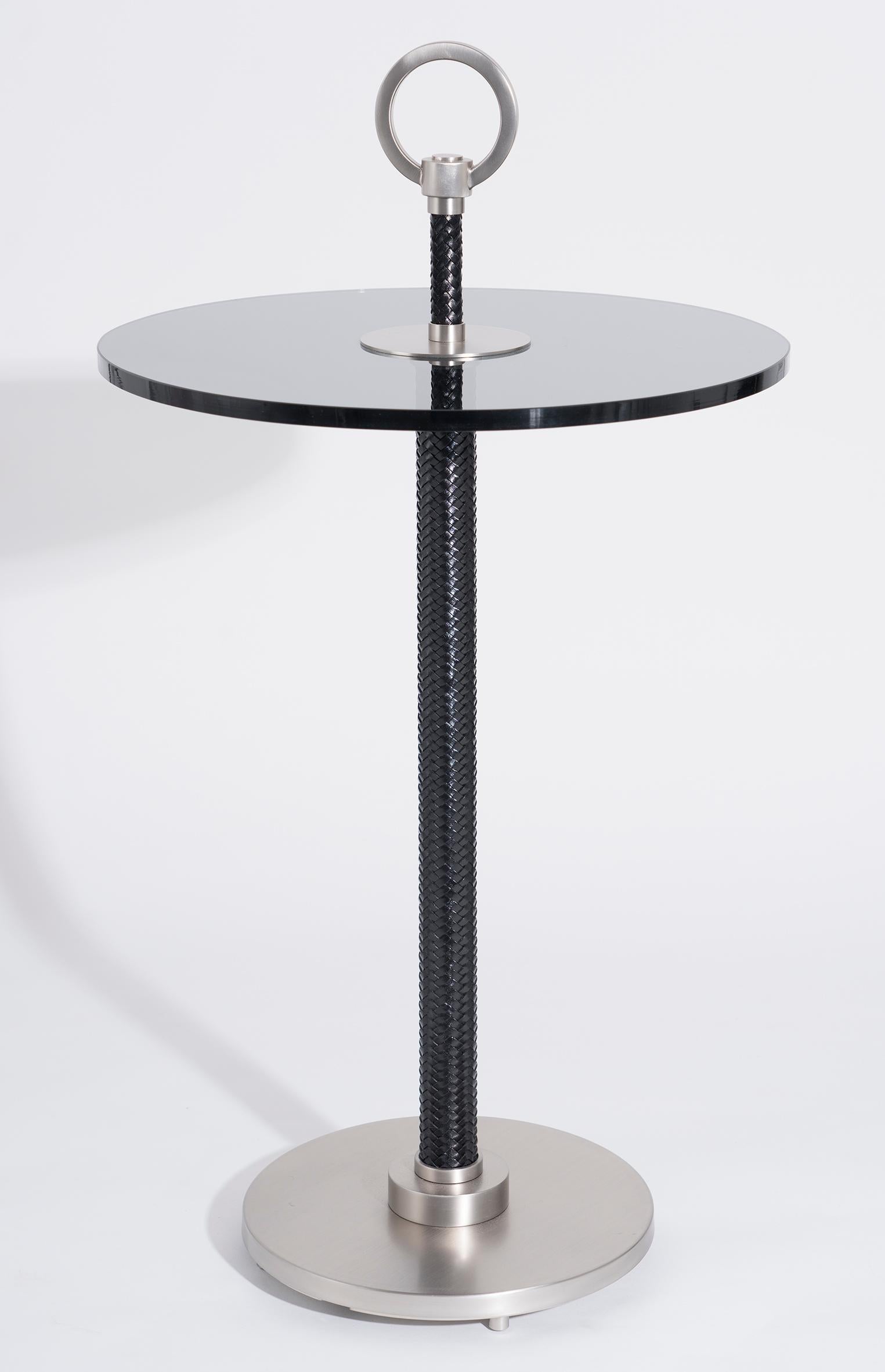 Modern 21st Century Home Collection Glass & Leather Tea Table by Patrizia Garganti For Sale
