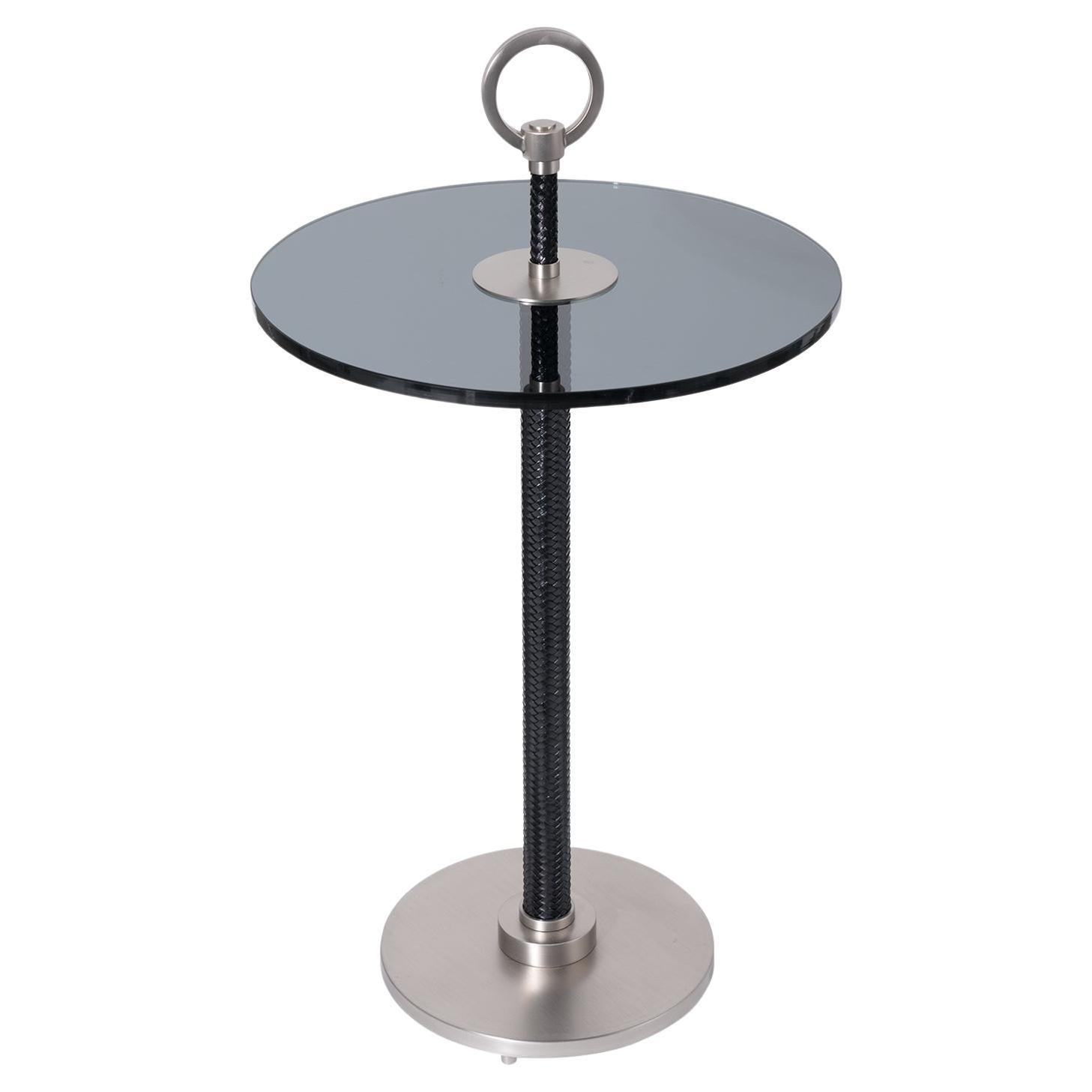 21st Century Home Collection Glass & Leather Tea Table by Patrizia Garganti