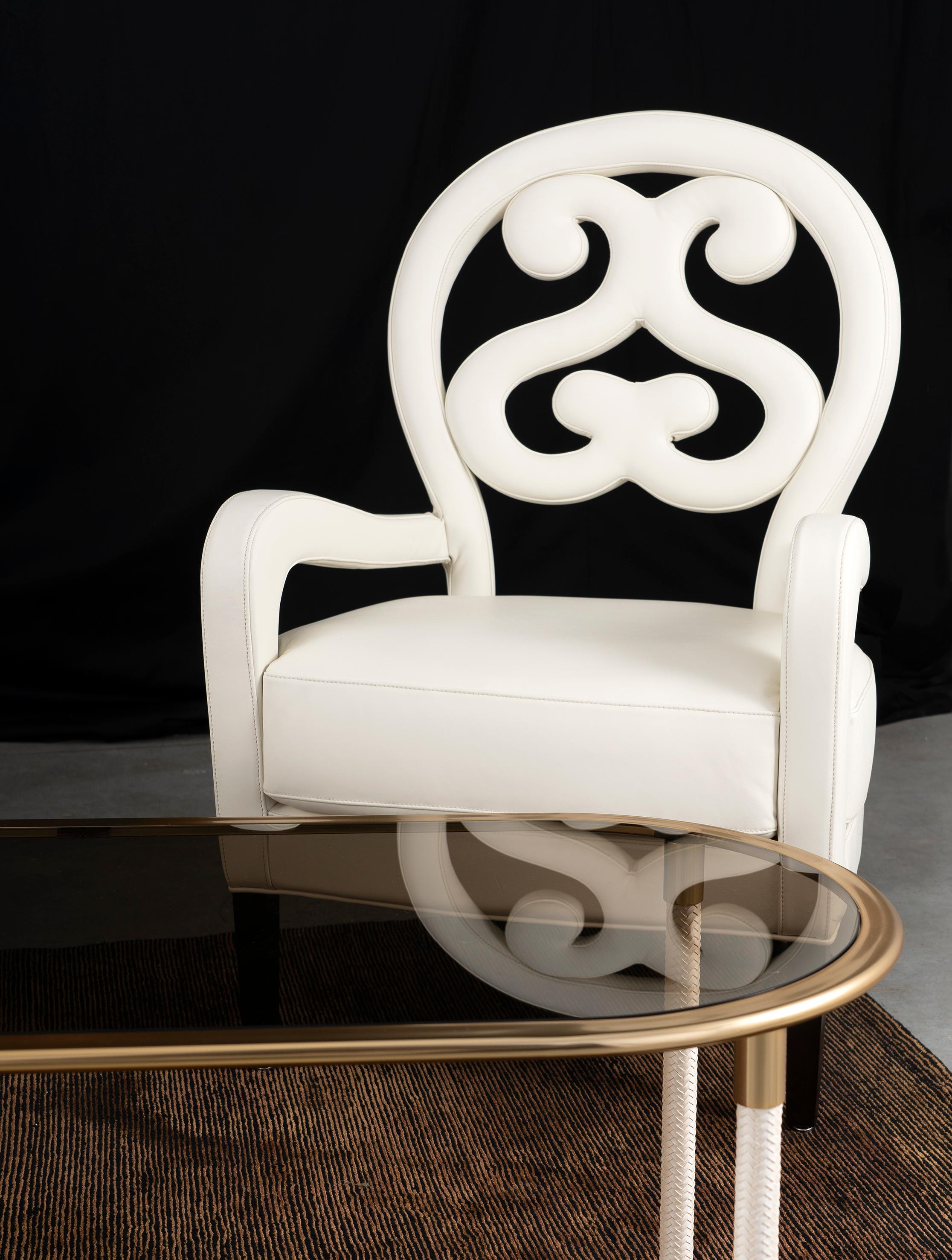 21st Century Home Collection Ivory Leather Armchair by Patrizia Garganti In New Condition For Sale In Sesto Fiorentino, IT