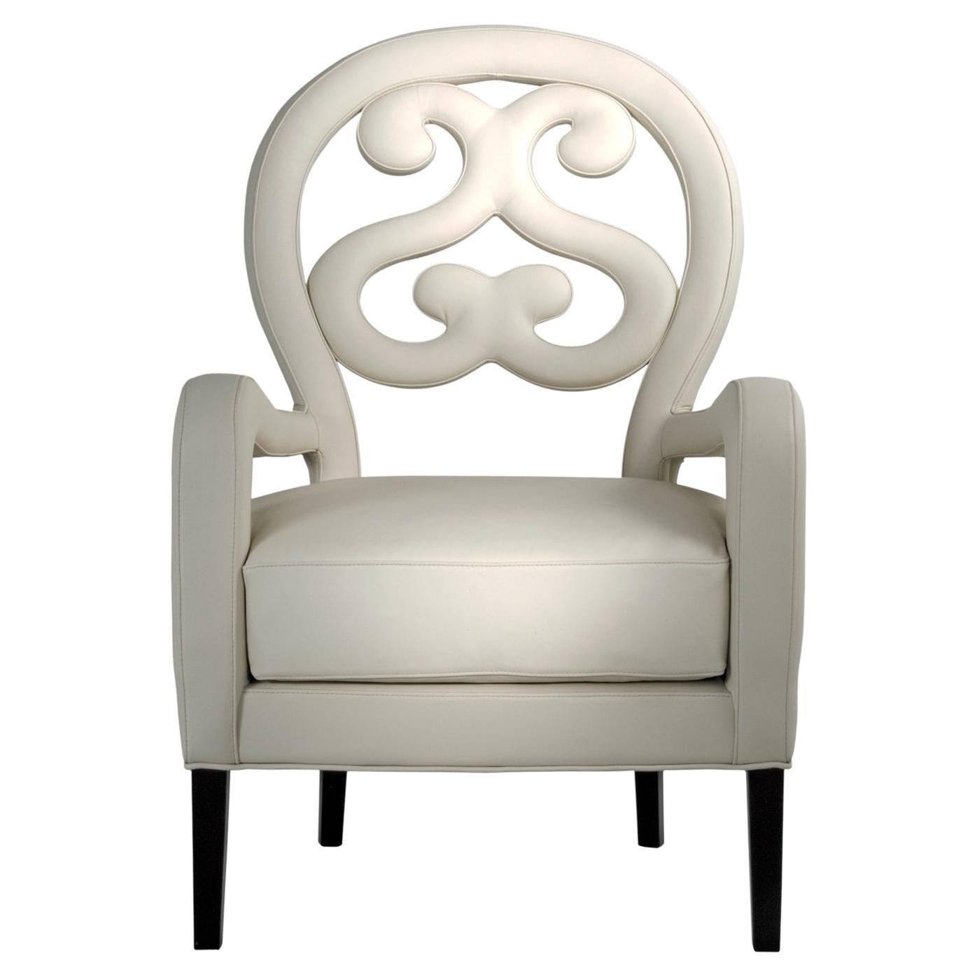 21st Century Home collection Fauteuil en cuir ivoire par Patrizia Garganti en vente