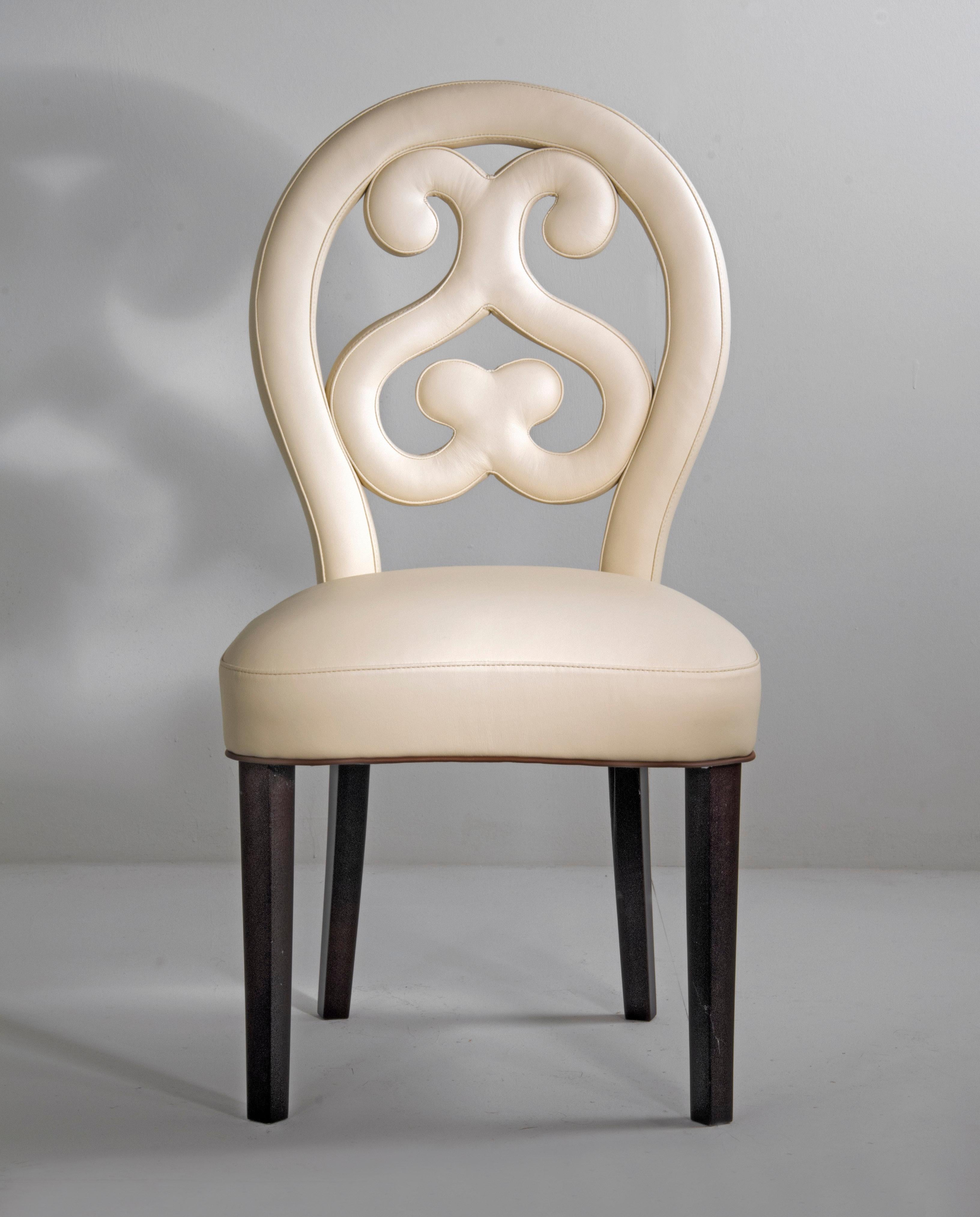 Modern 21st Century Home Collection Ivory Leather Chair by Patrizia Garganti For Sale