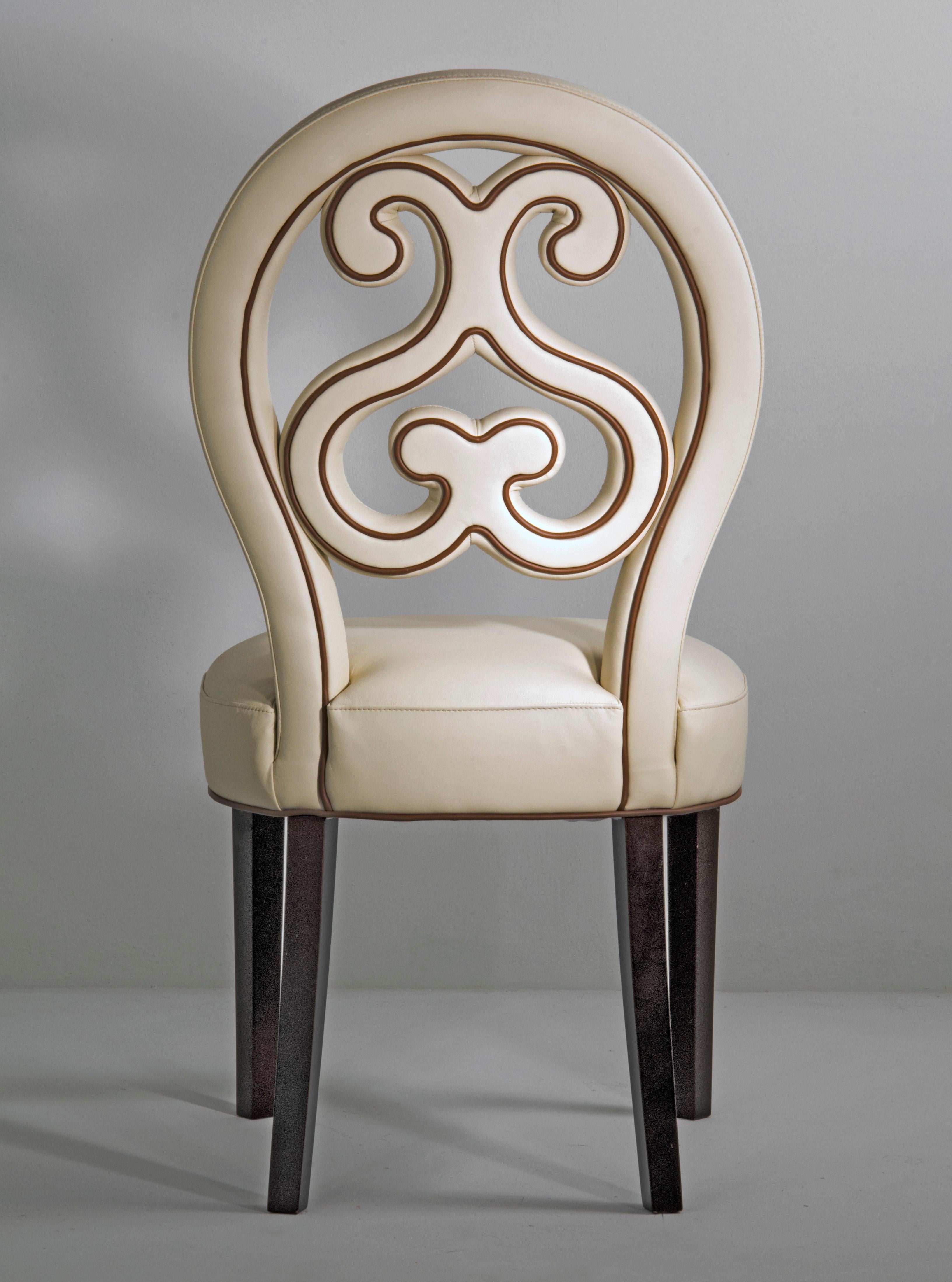 Italian 21st Century Home Collection Ivory Leather Chair by Patrizia Garganti For Sale