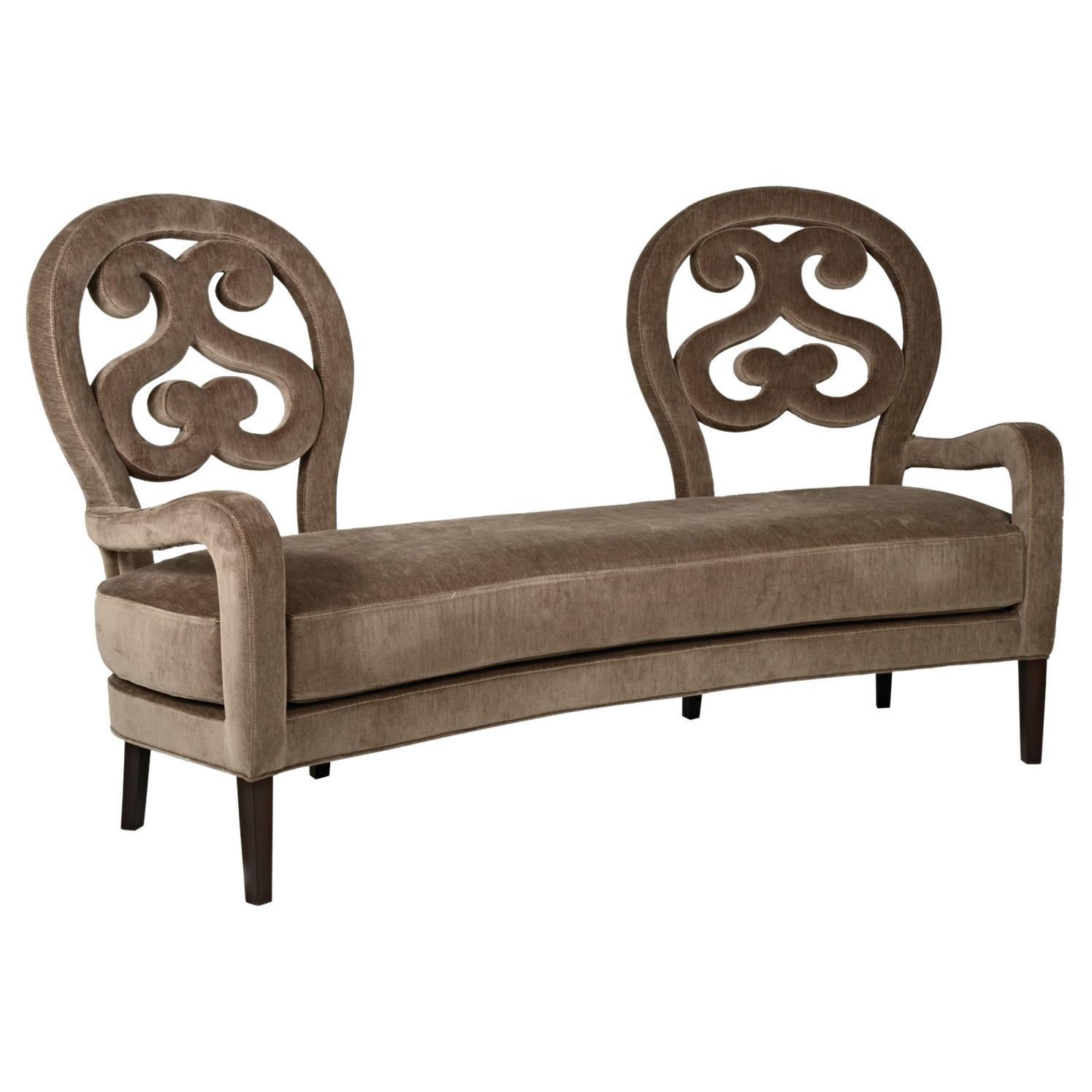 21st Century Home Collection Taupe Velvet Sofa by Patrizia Garganti