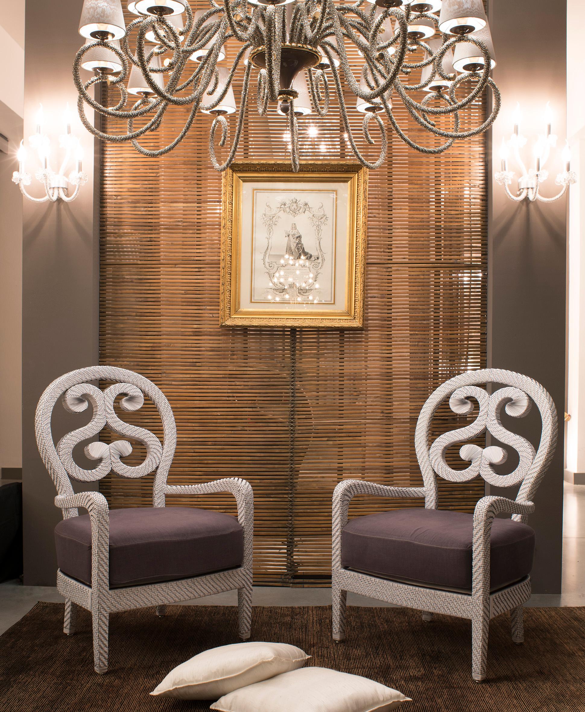 italien 21st Century Home collection Fauteuil en cuir tressé blanc par Patrizia Garganti en vente