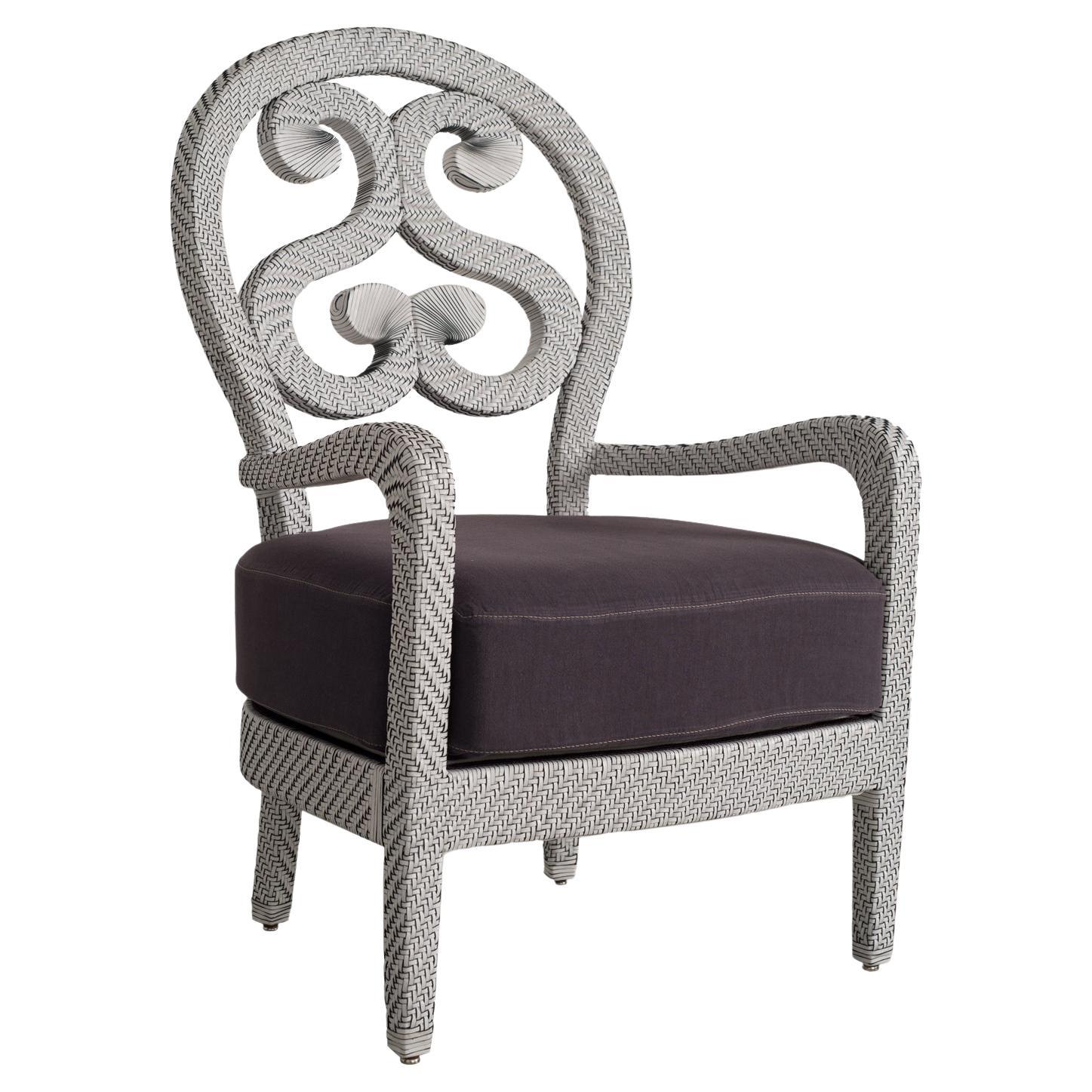 21st Century Home collection Fauteuil en cuir tressé blanc par Patrizia Garganti en vente