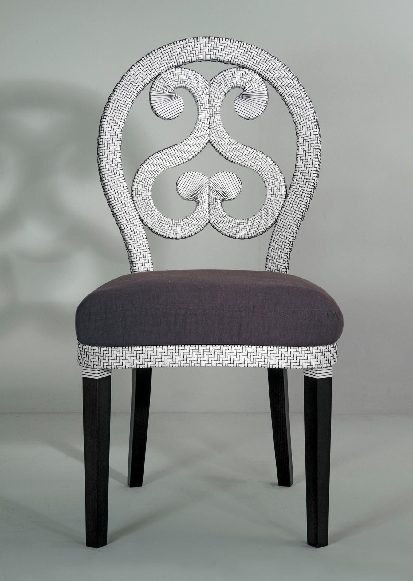 Moderne 21st Century Home collection Cuir tressé blanc  Chaise de Patrizia Garganti en vente