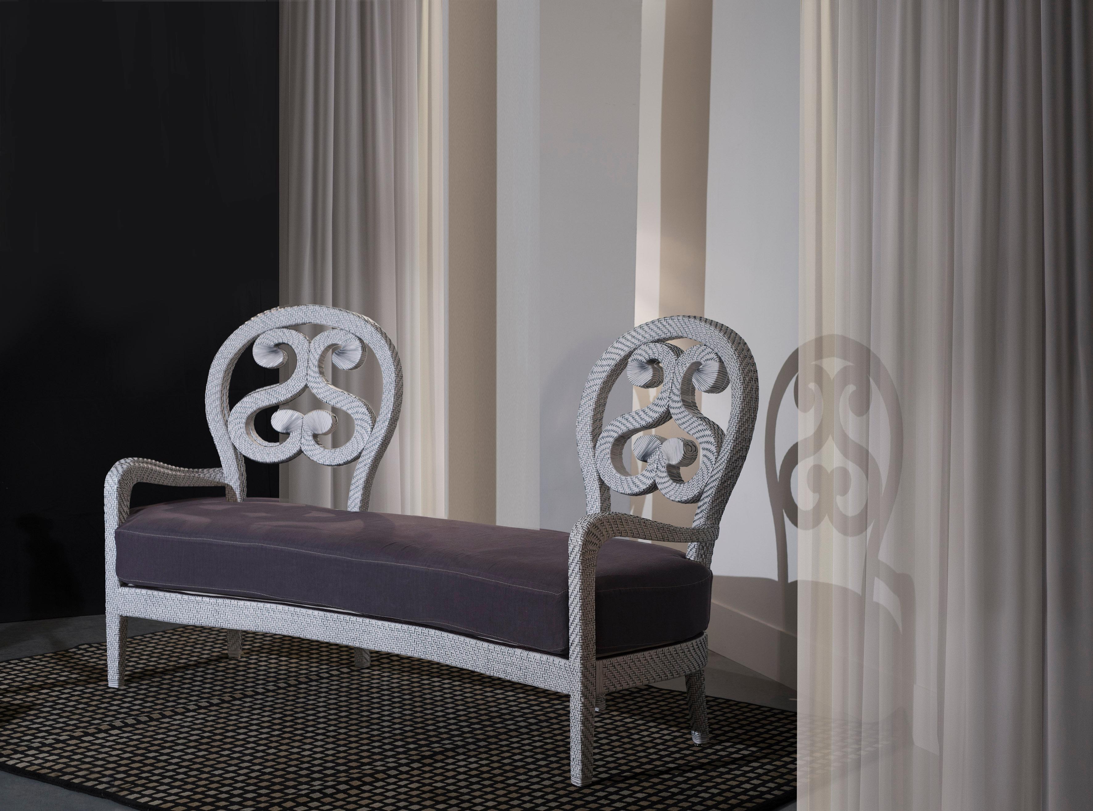 Moderne 21st Century Home collection Canapé en cuir tressé blanc par Patrizia Garganti en vente