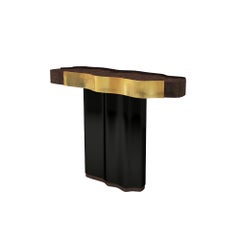 21st Century Horizon Console Walnut wood Gold Leaf Made in Portugal by Malabar