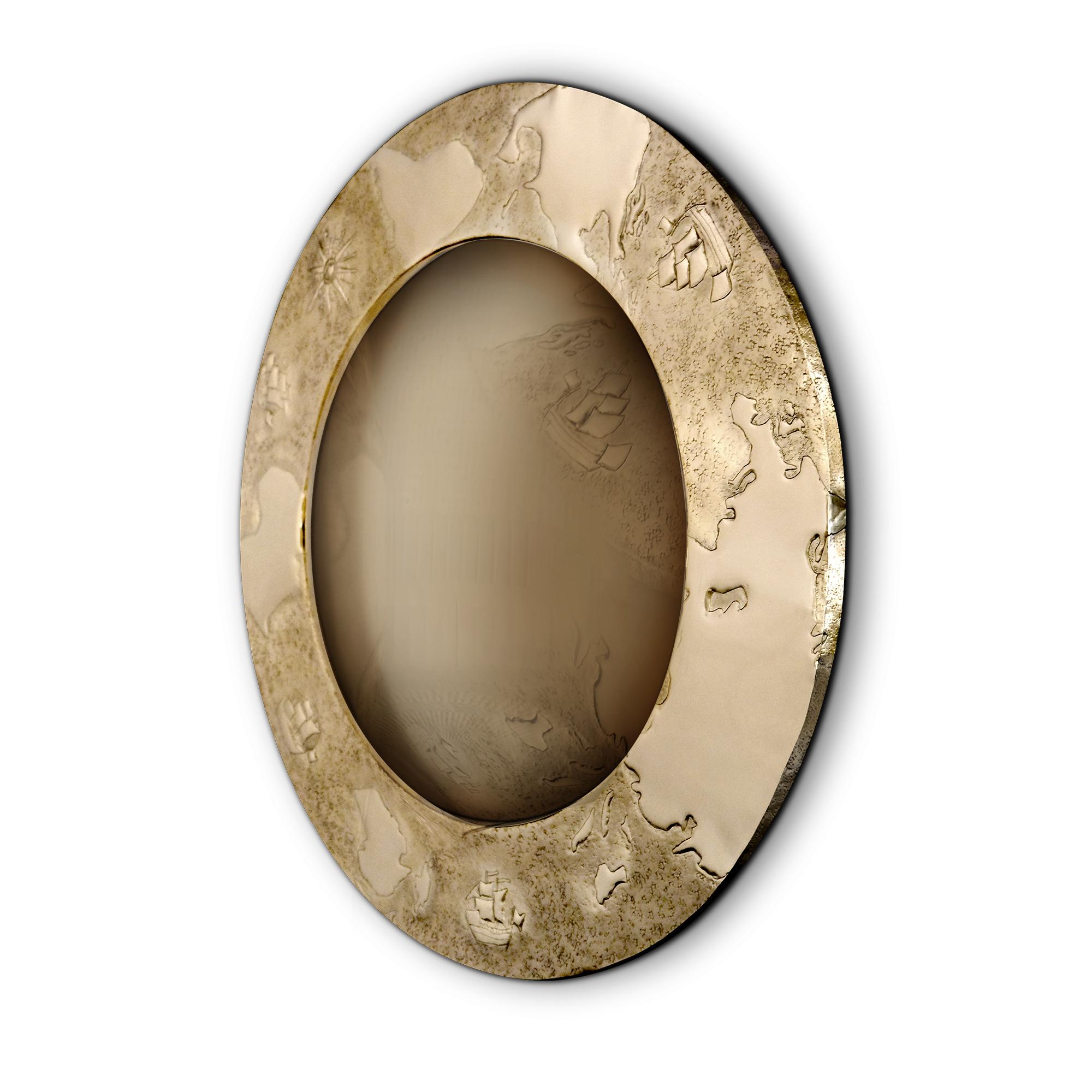 Malabar designers conceived the Horizon Discovery Mirror to honour the discovery times and to pay a tribute to the Portuguese maritime navigators that discovered unknown lands during Portugal's glorious times. Inspired by the divine vision of a new