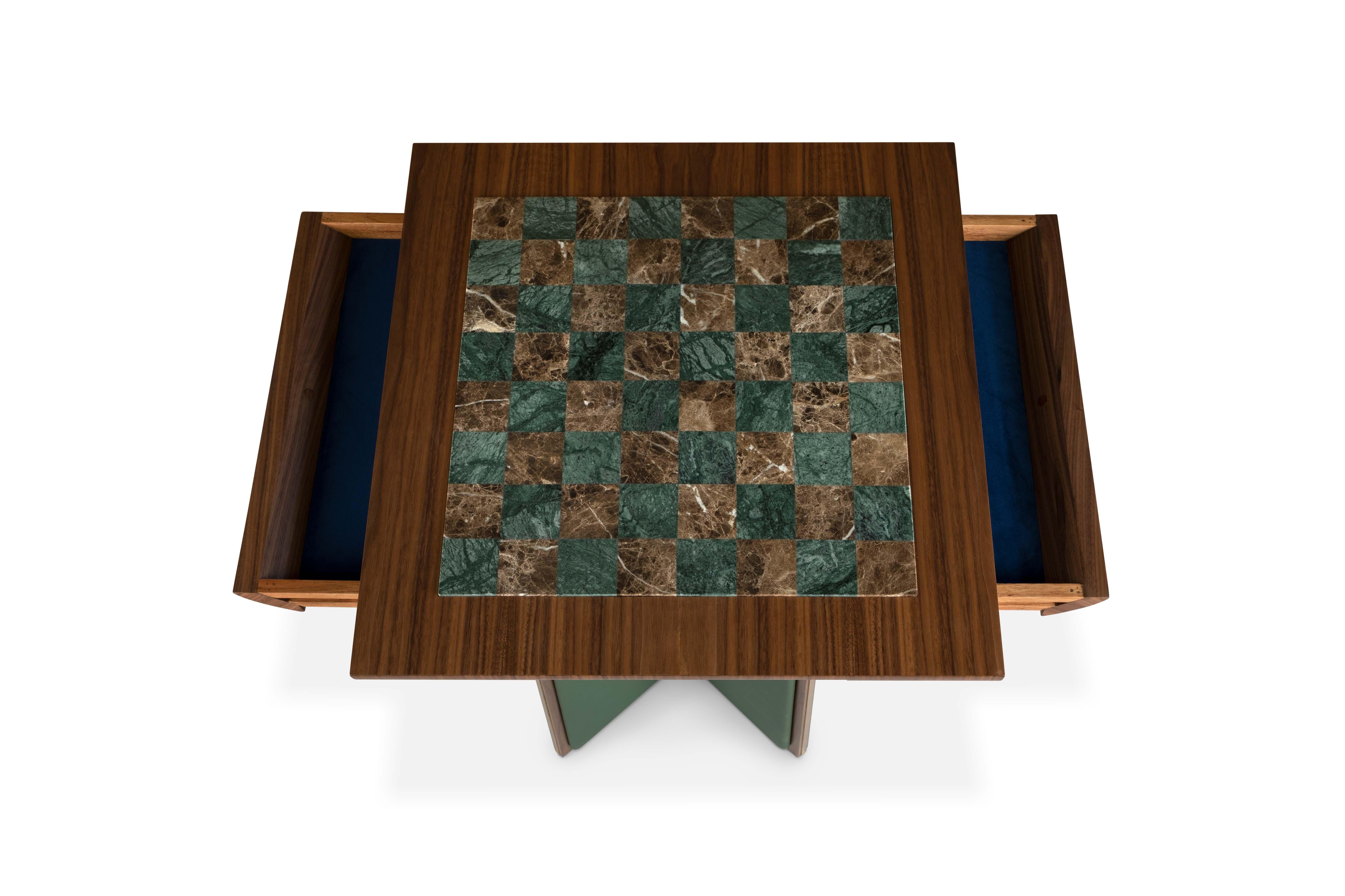 21st Century Howard Chess Table Walnut Wood by Wood Tailors Club For Sale 2