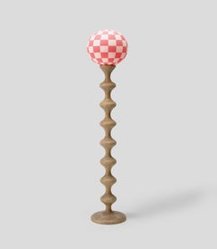 21st Century Hozkal Floor Lamp with Hand Blown and Hand Painted Glass and Wood