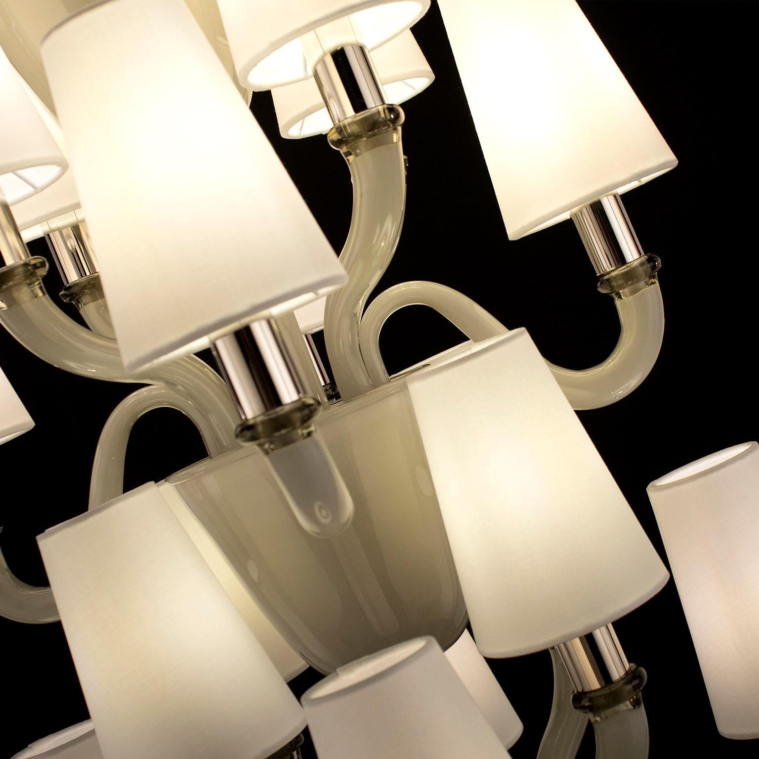 Other 21st Century Huge Chandelier Grey Opaque Murano Glass, Lampshades by Multiforme For Sale