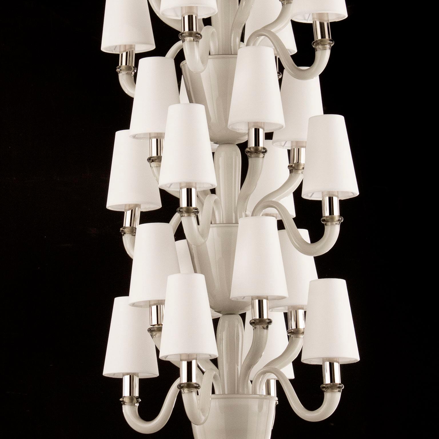 Italian 21st Century Huge Chandelier Grey Opaque Murano Glass, Lampshades by Multiforme For Sale