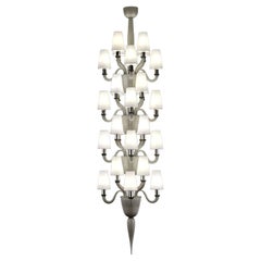 21st Century Huge Chandelier Grey Opaque Murano Glass, Lampshades by Multiforme