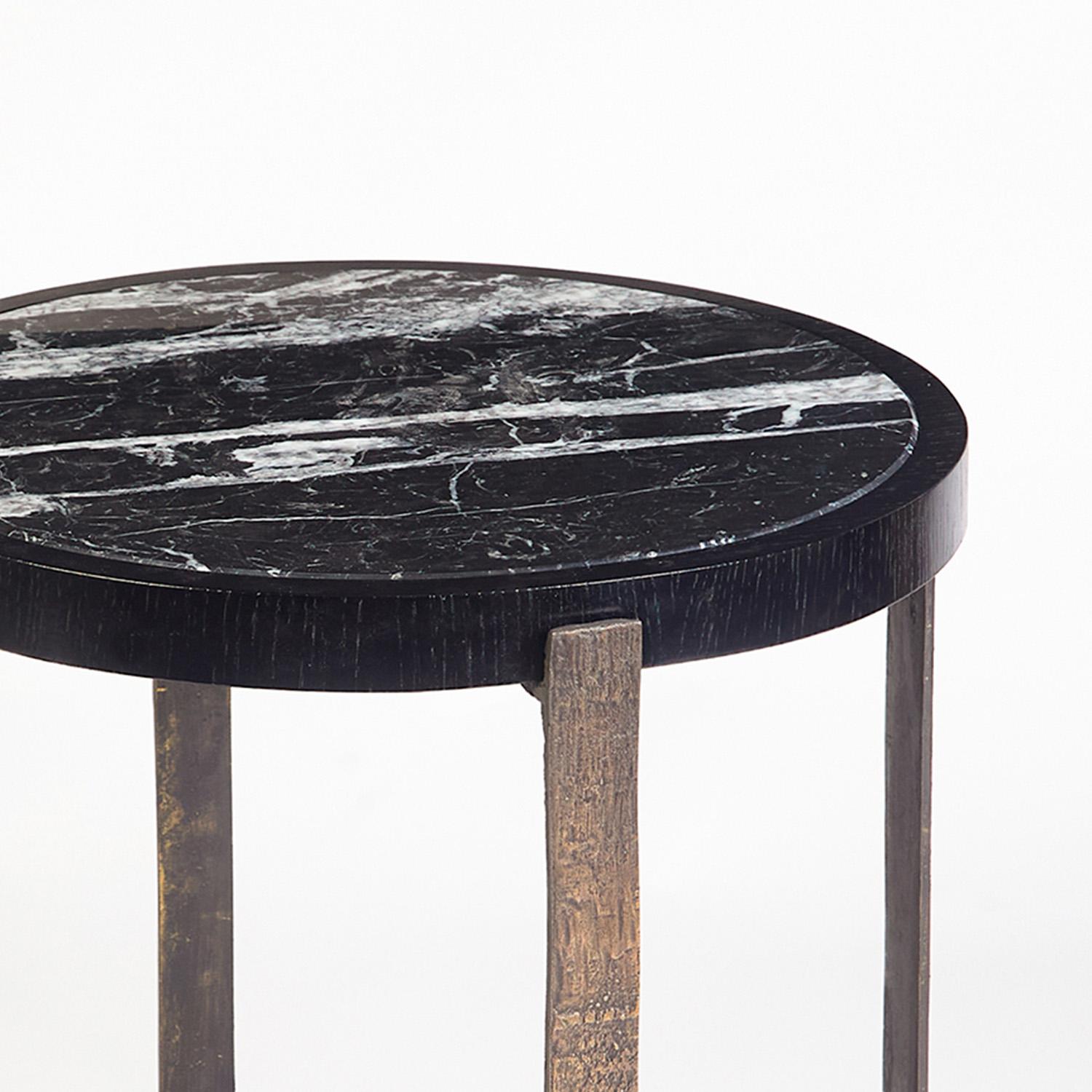 Mid-Century Modern 21st Century Ida Side Table, Nero Marquina Marble Top by Duistt For Sale