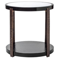 Ida Side Table, Sand Brushed Black Oak and Carraca Marble Top by Duistt