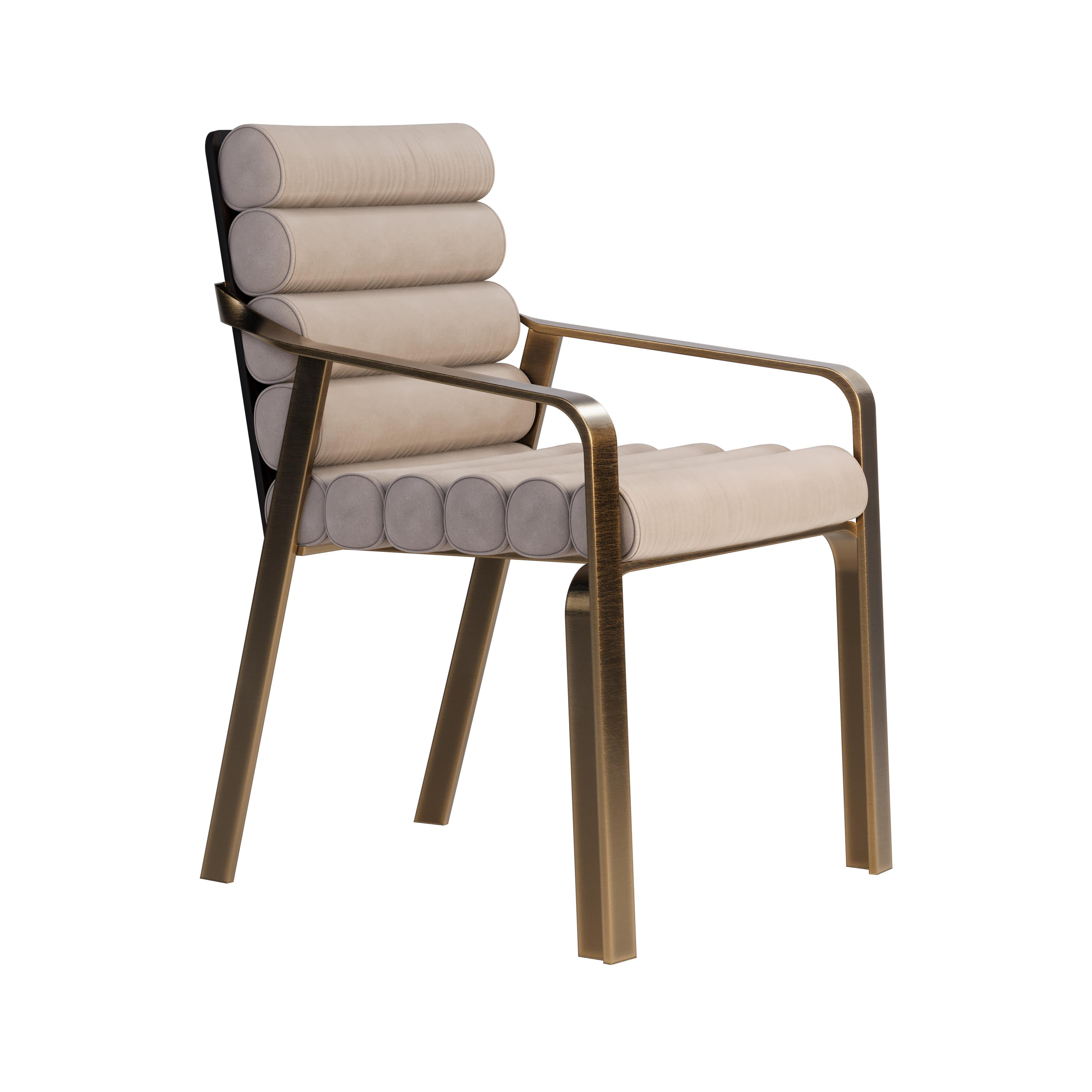 21st Ohio Dining Chair Nubuck Brass Handmade in Portugal by Porus Studio For Sale 3