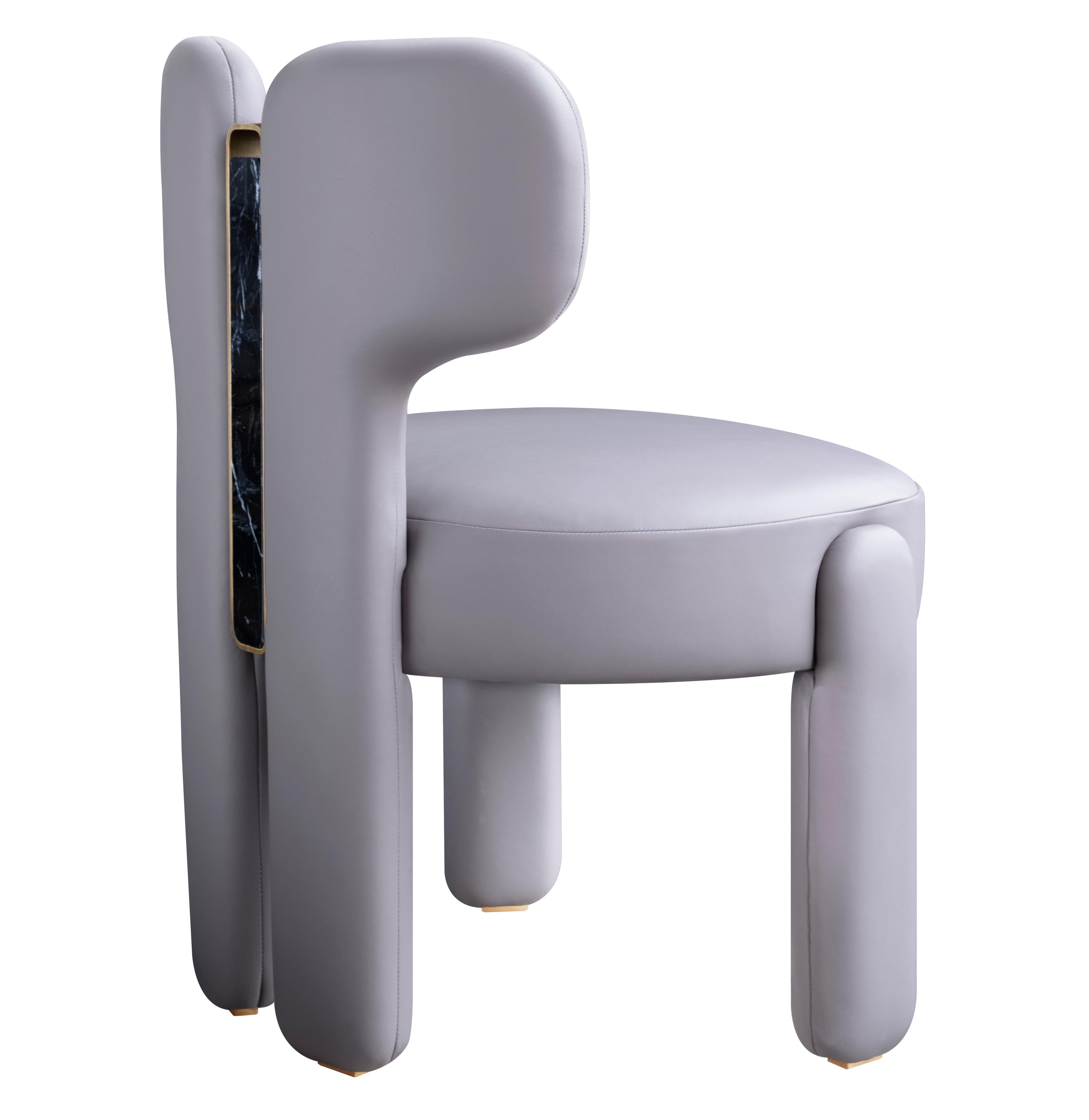 21st Idaho Dining Chair Nubuck Brass Handmade in Portugal by Porus Studio For Sale 4