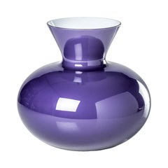 21st Century Idria Medium Glass Vase in Indigo/Milk-White by Venini