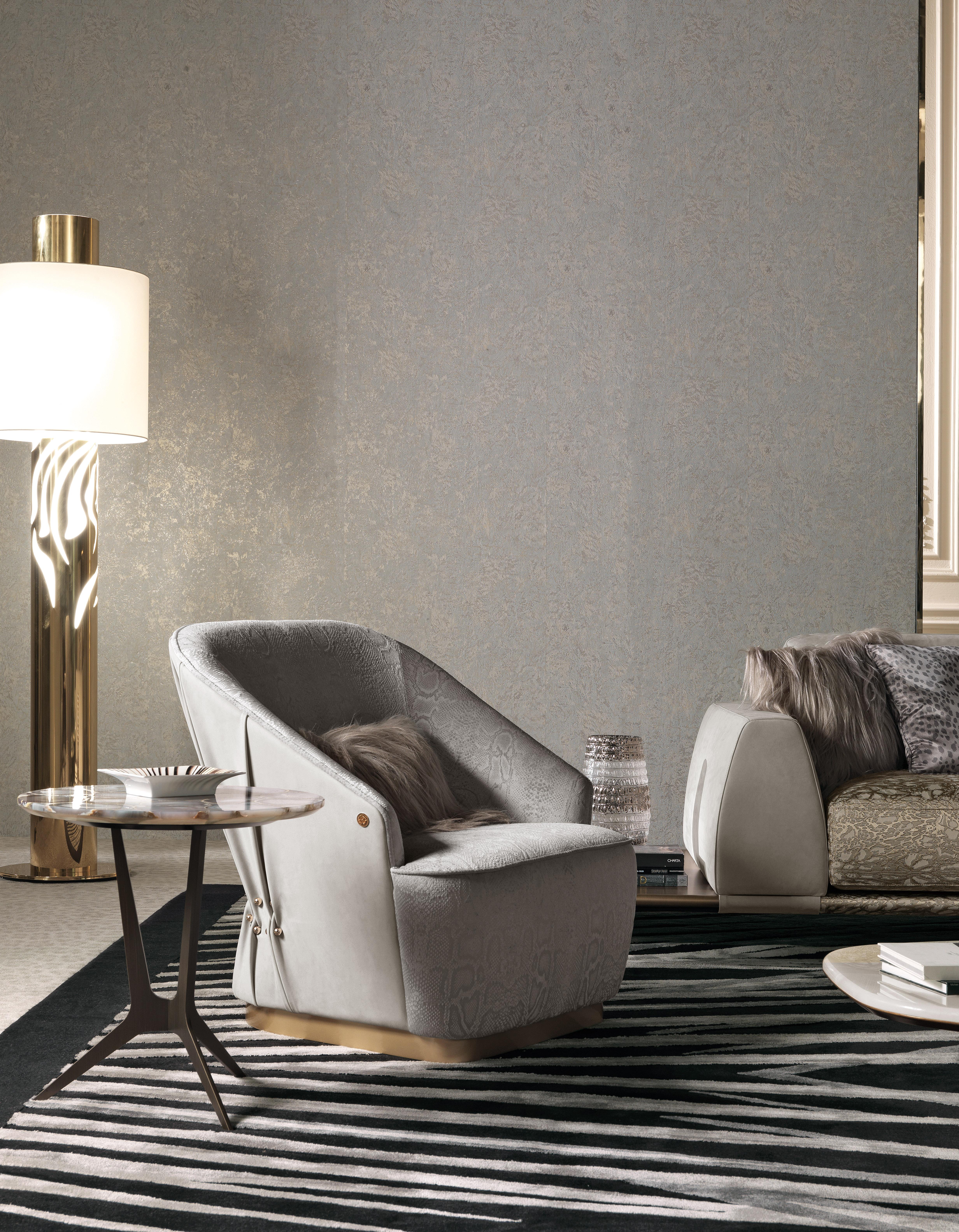 Moderne Fauteuil Inanda du 21e siècle en cuir par Roberto Cavalli Home Interiors en vente