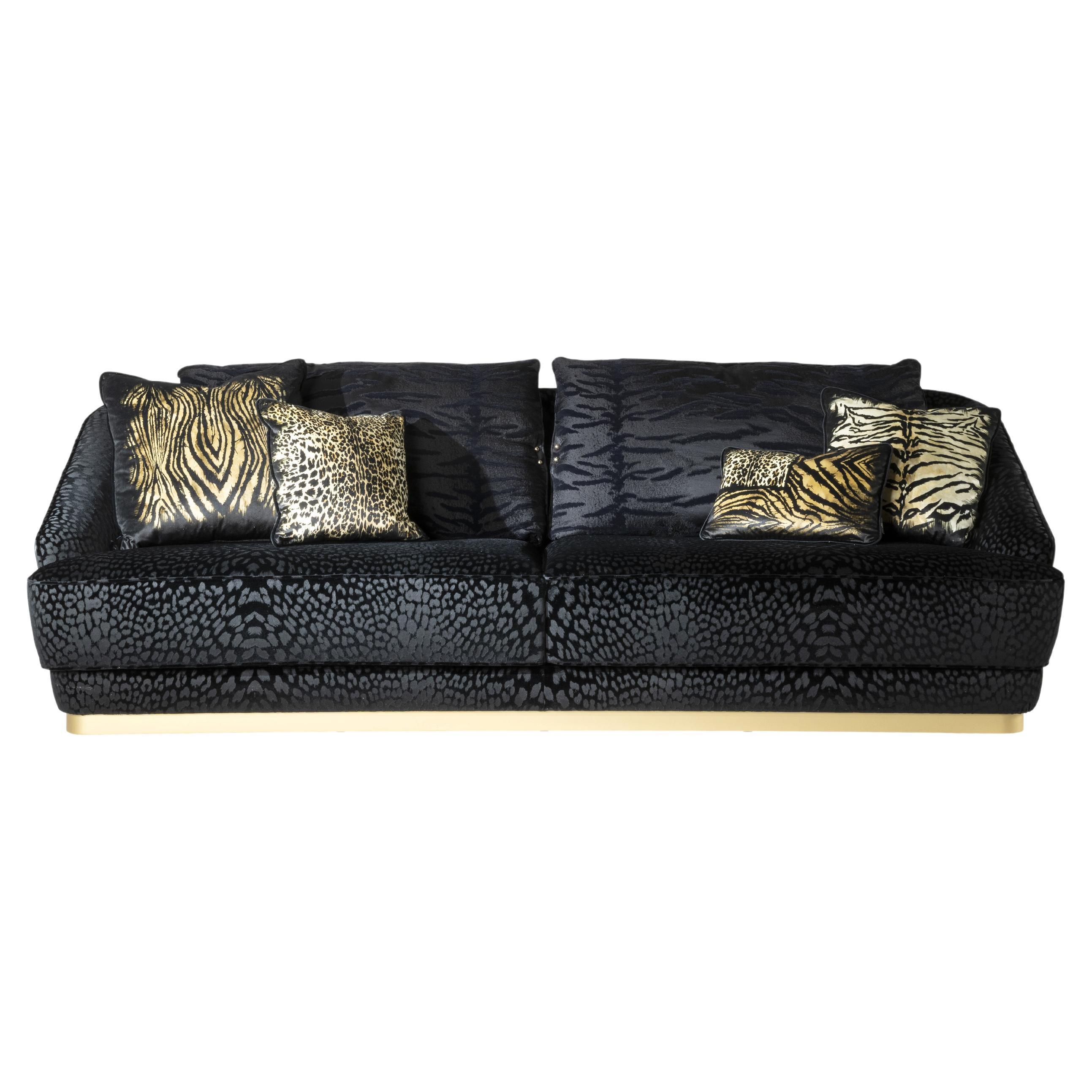21st Century Inanda Sofa in Black Fabric by Roberto Cavalli Home Interiors For Sale