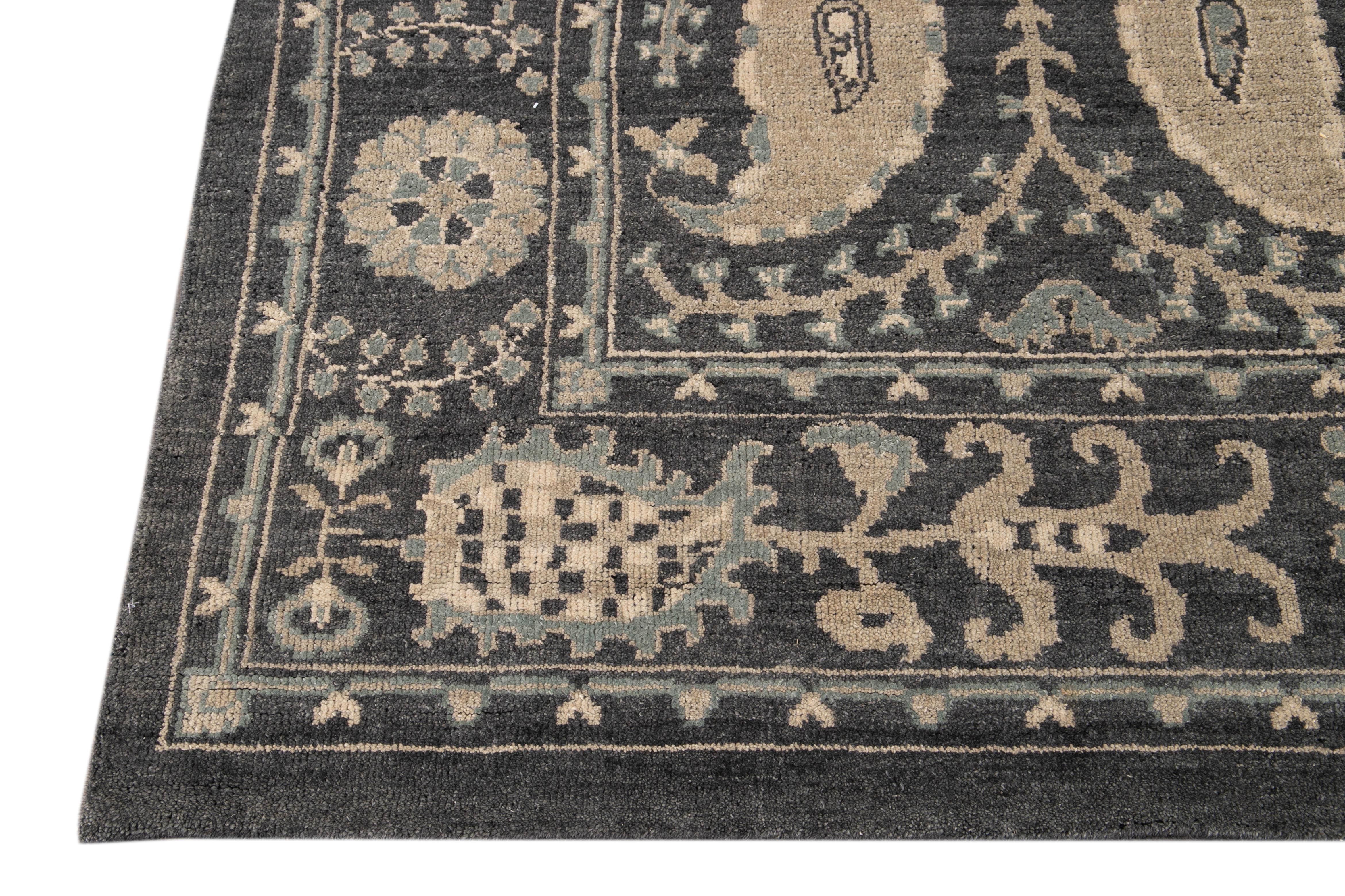 21st Century Indian Modern Oushak Style Wool Rug For Sale 6