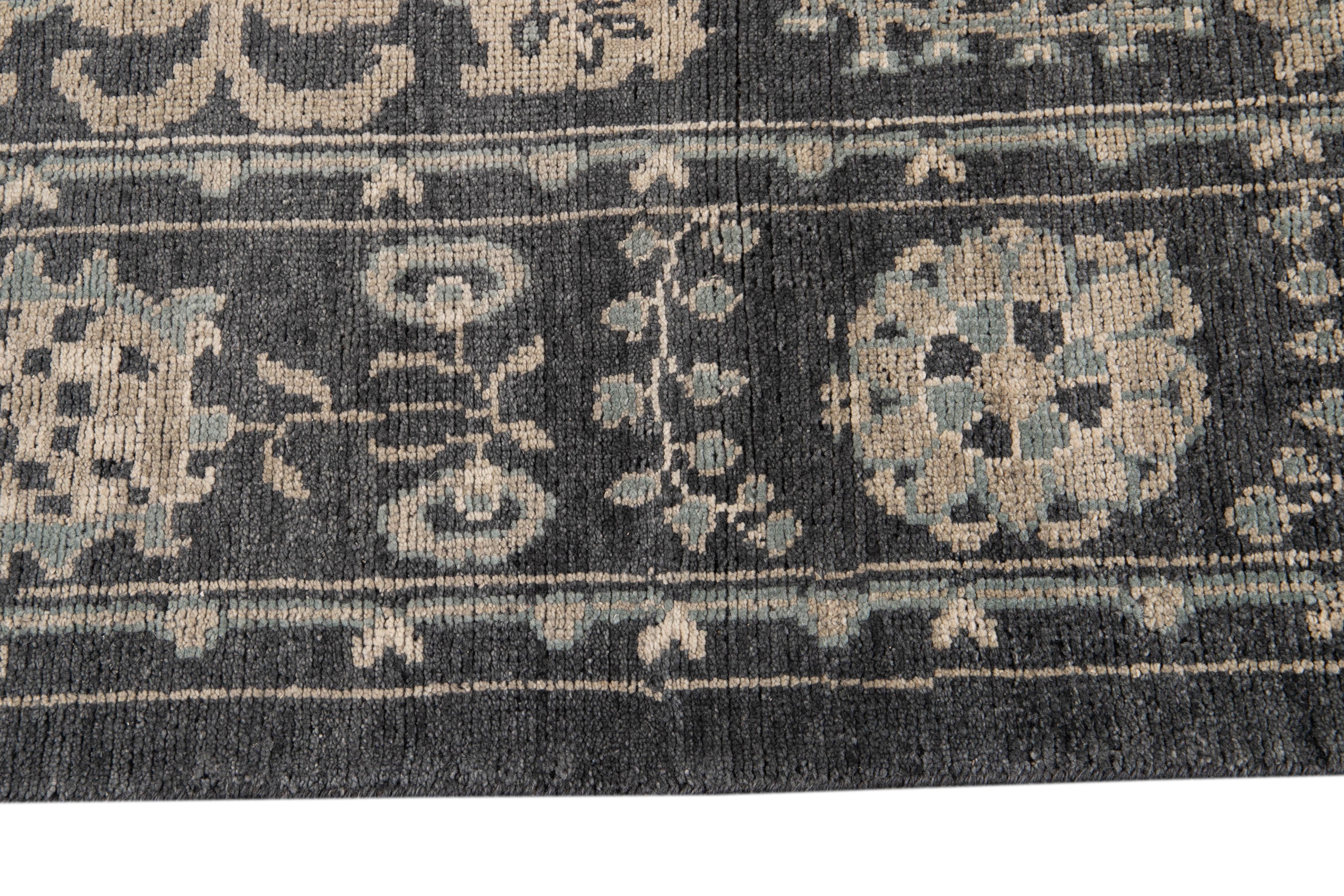 Contemporary 21st Century Indian Modern Oushak Style Wool Rug For Sale